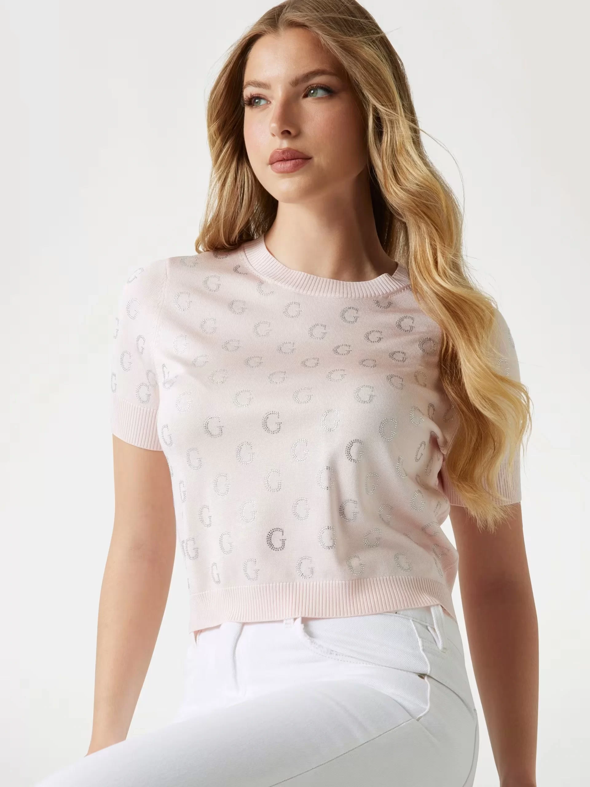 Guess JASMINE G CN SS BOXY SWTR Kadın Pembe Kazak W5GR05Z3D60-A60W