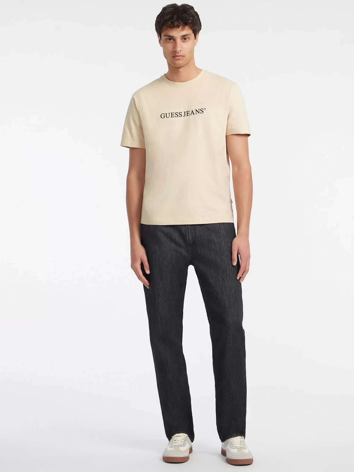 Guess Jeans Erkek Bej Regular Fit T-Shirt M4YI42K8FQ4-G1W7