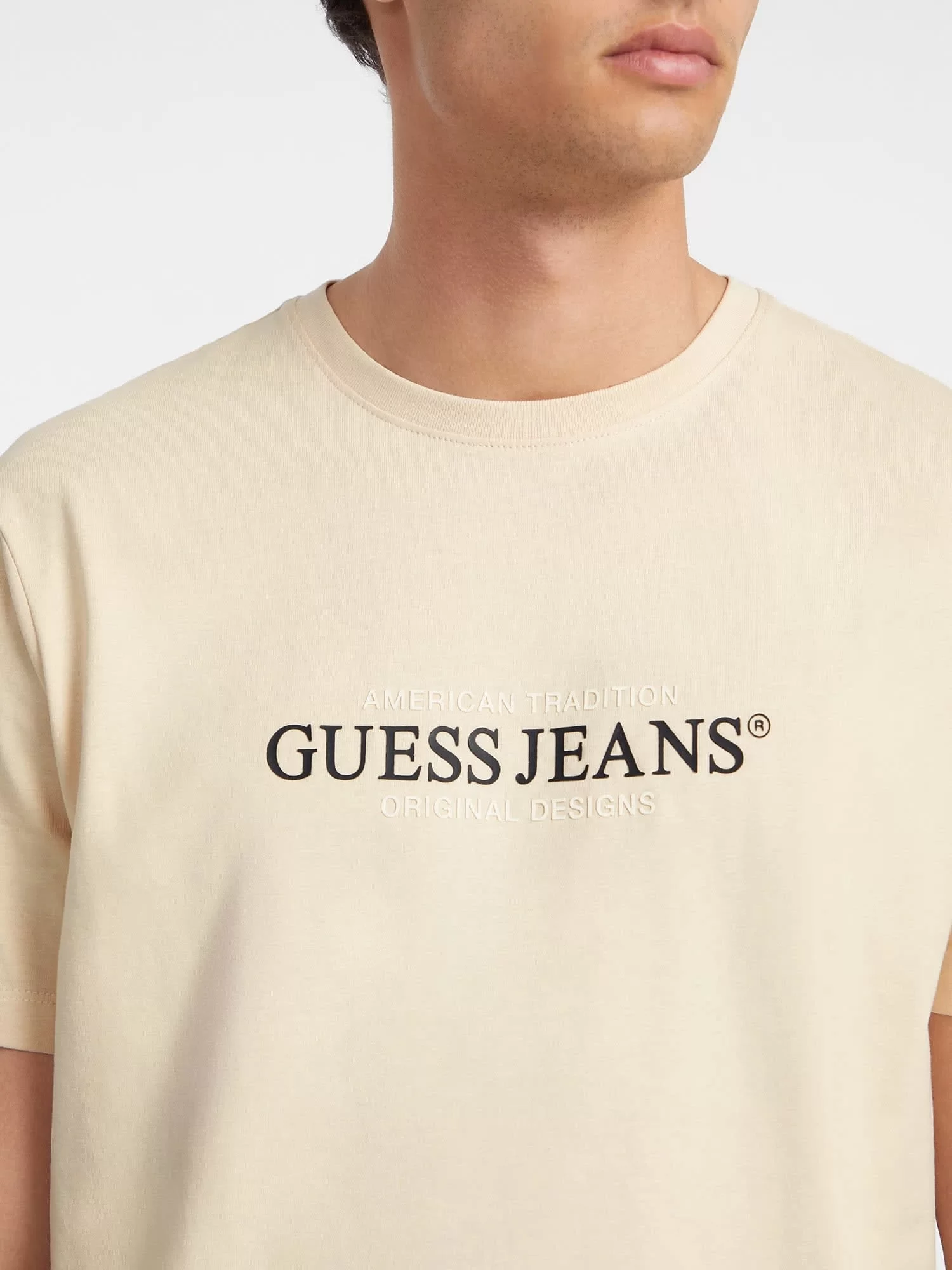 Guess Jeans Erkek Bej Regular Fit T-Shirt M4YI42K8FQ4-G1W7