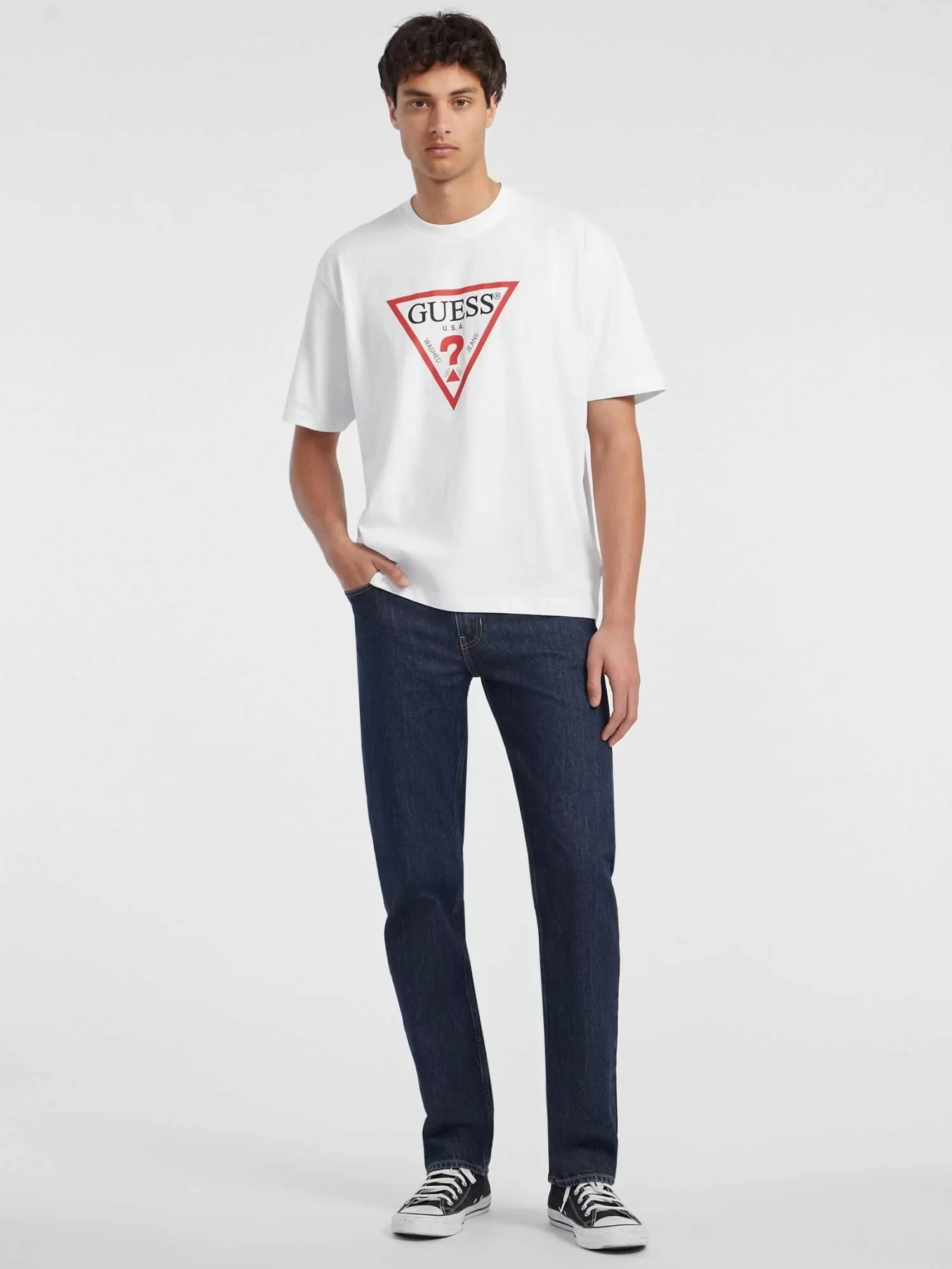 Guess jeans Gj Ss Cn Os Iconıc Tee Erkek Beyaz T-Shirt M4YI45K8FQ4-G011