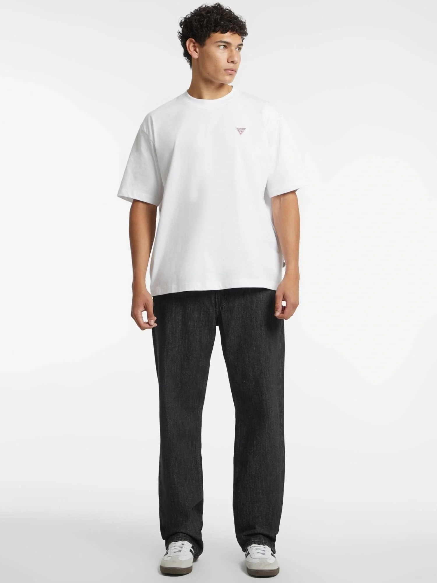 Guess  Gj Ss Cn Os Erkek Beyaz Oversize Fit T-Shirt M4YI46K8FQ4-G011