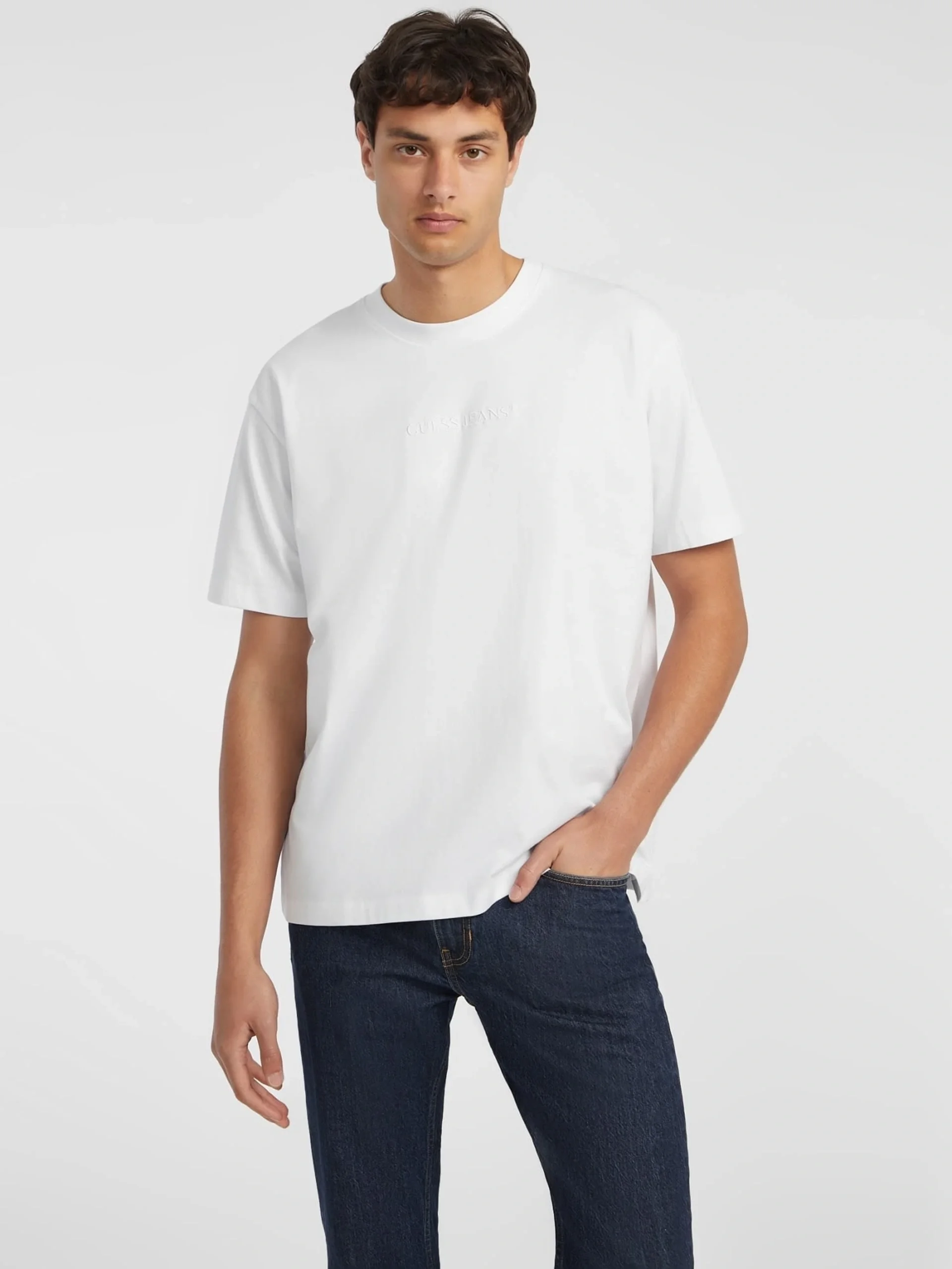 Guess Jeans Erkek Beyaz Oversize Fit T-Shirt M4YI44K8FQ4-G011