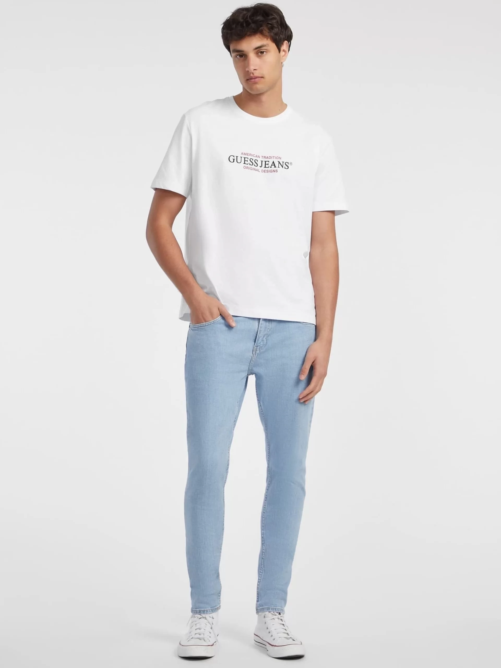 Guess Jeans Erkek Beyaz Regular Fit T-Shirt M4YI42K8FQ4-G011