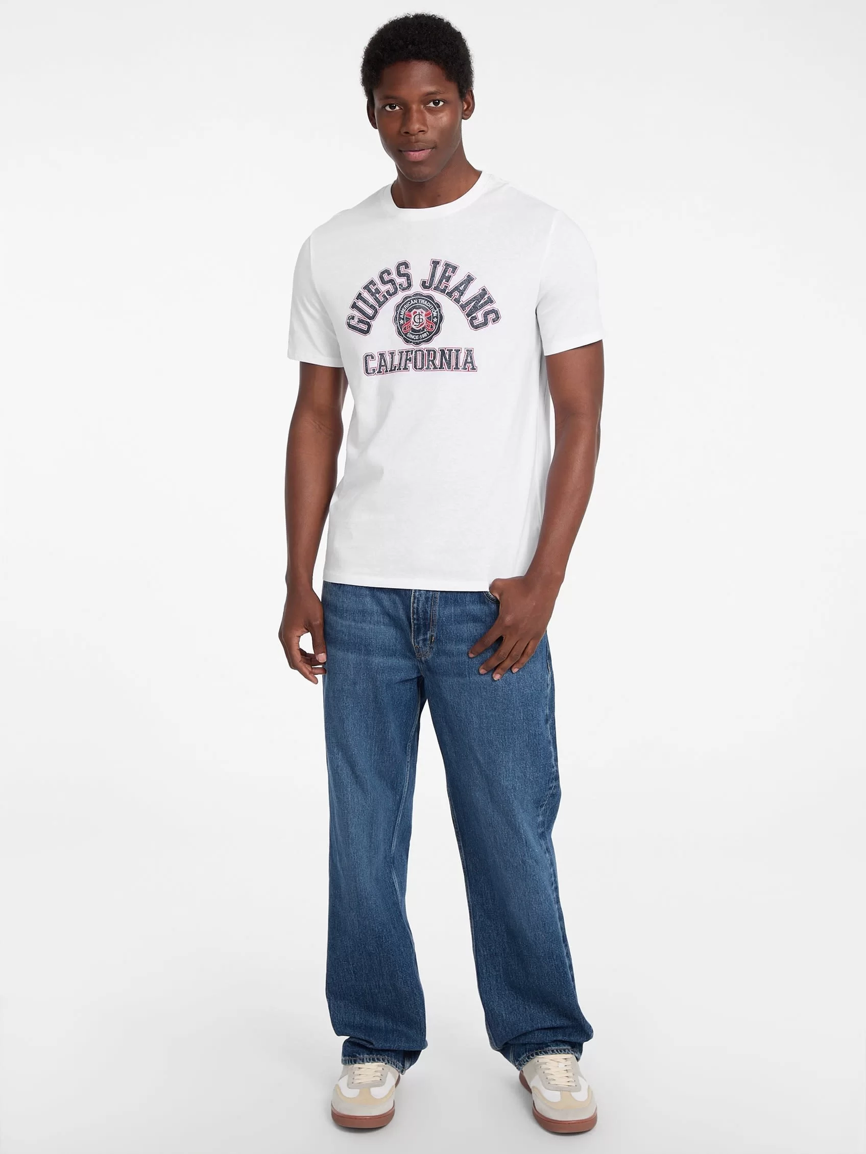 Guess jeans Gj Ss Cn Slım Prınted Tee Erkek Beyaz T-Shirt M5RI80K8HM0-G011