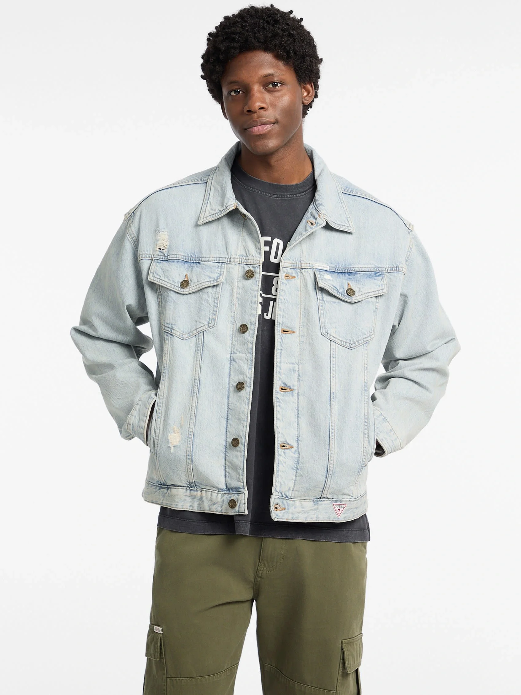 Guess Jeans Erkek Çok Renkli Denim Parka M5YN38D5M5A-GJVD