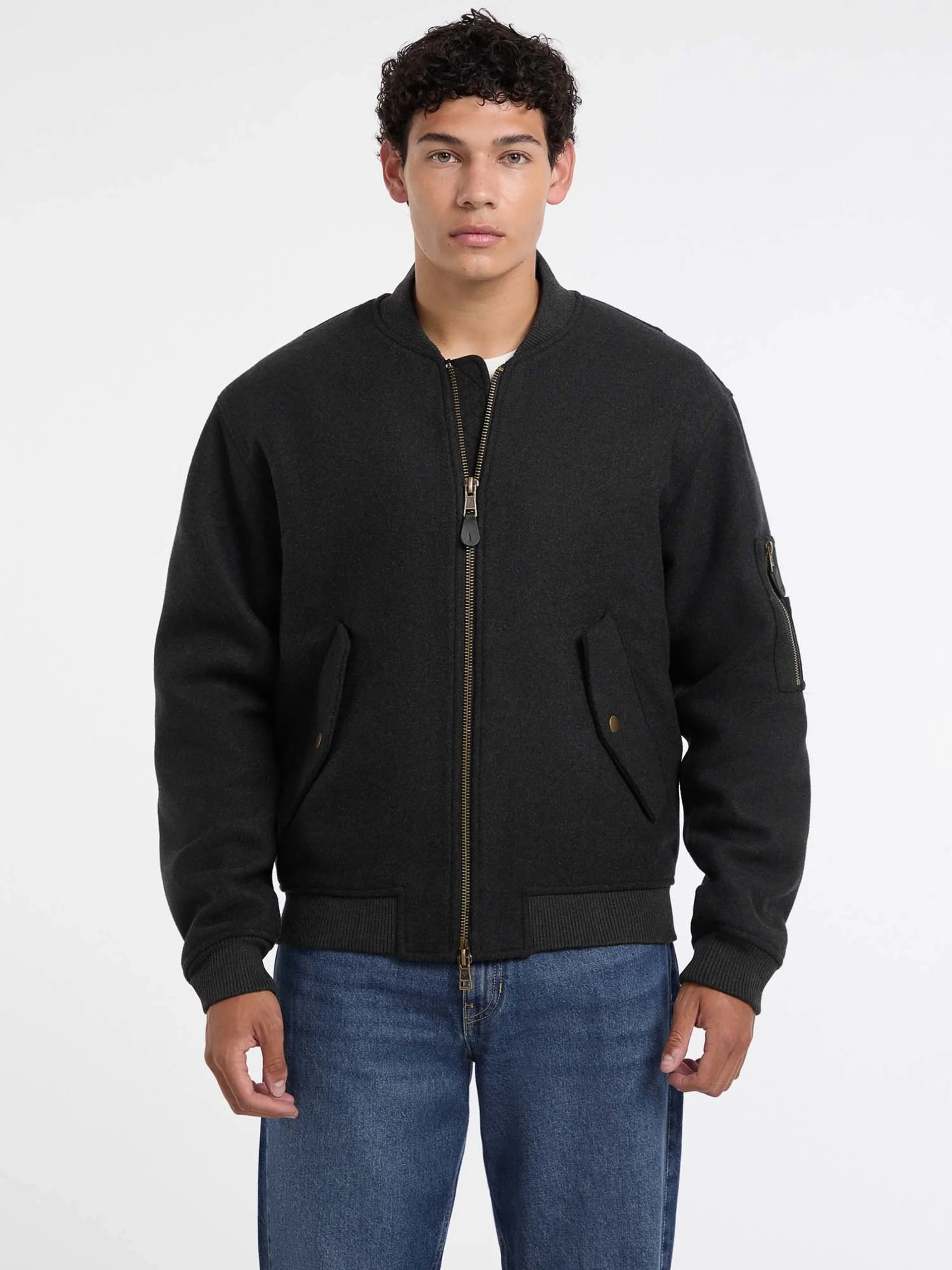 Guess Jeans Erkek Gri Yün Karışımlı Bomber Ceket M5BL1BW1482-DAGR