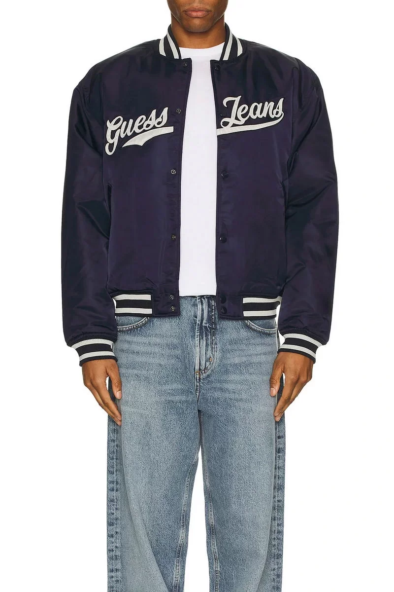 Guess Jeans GJ BOMBER WITH PATCH Erkek Siyah Ceket M5RL54WHAA2-JBLK