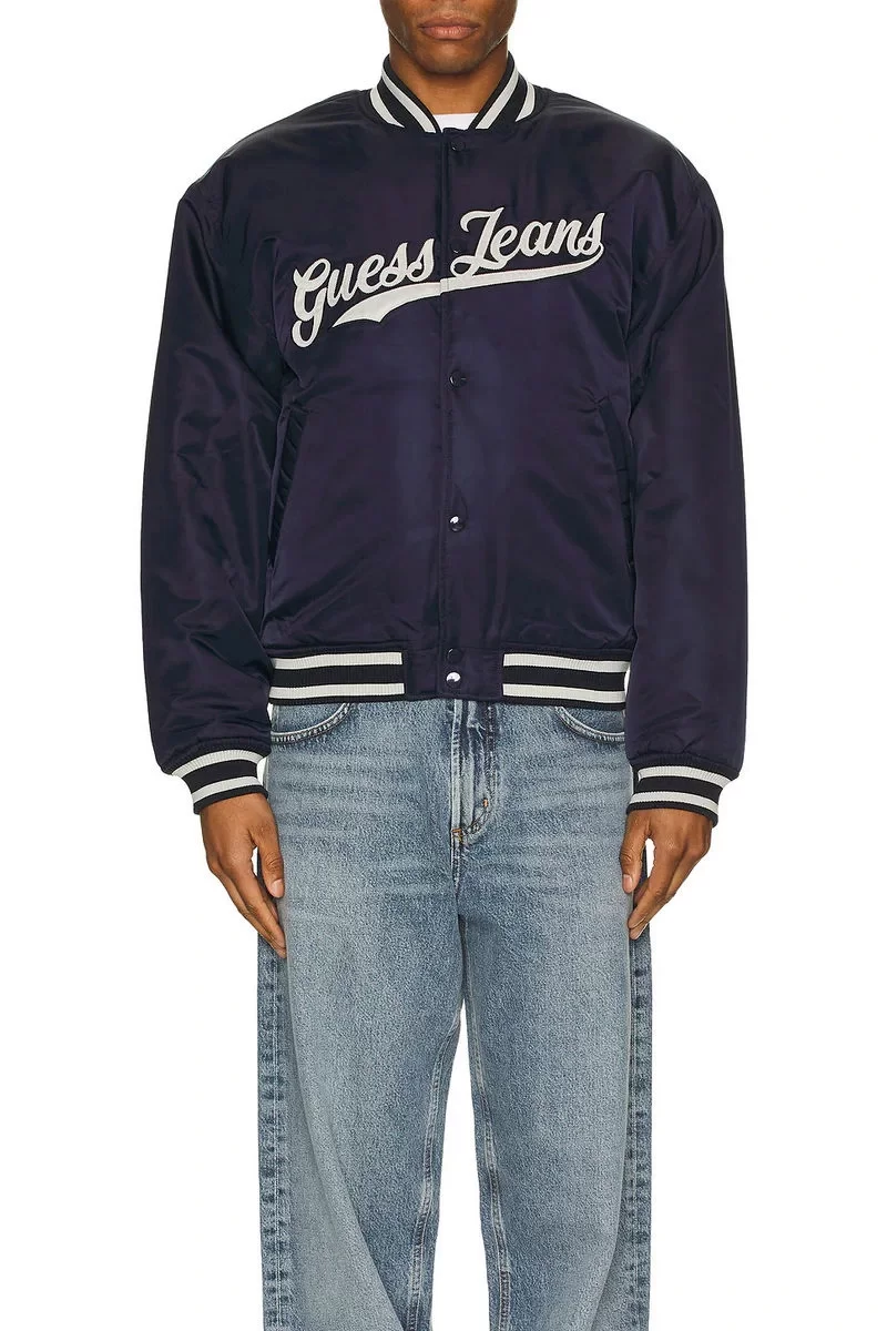 Guess Jeans GJ BOMBER WITH PATCH Erkek Siyah Ceket M5RL54WHAA2-JBLK