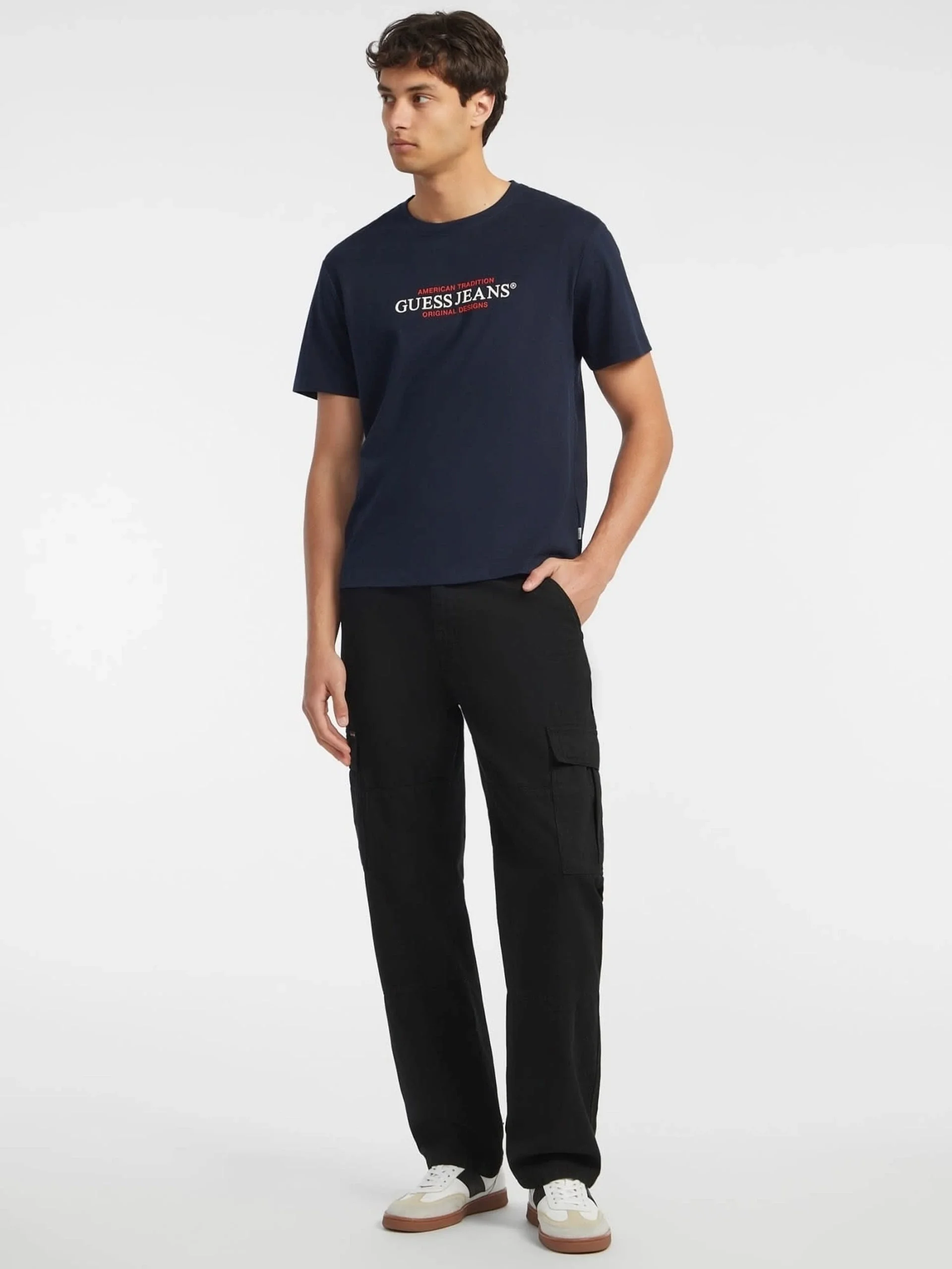 Guess Jeans Erkek Lacivert Regular Fit T-Shirt M4YI42K8FQ4-A71W