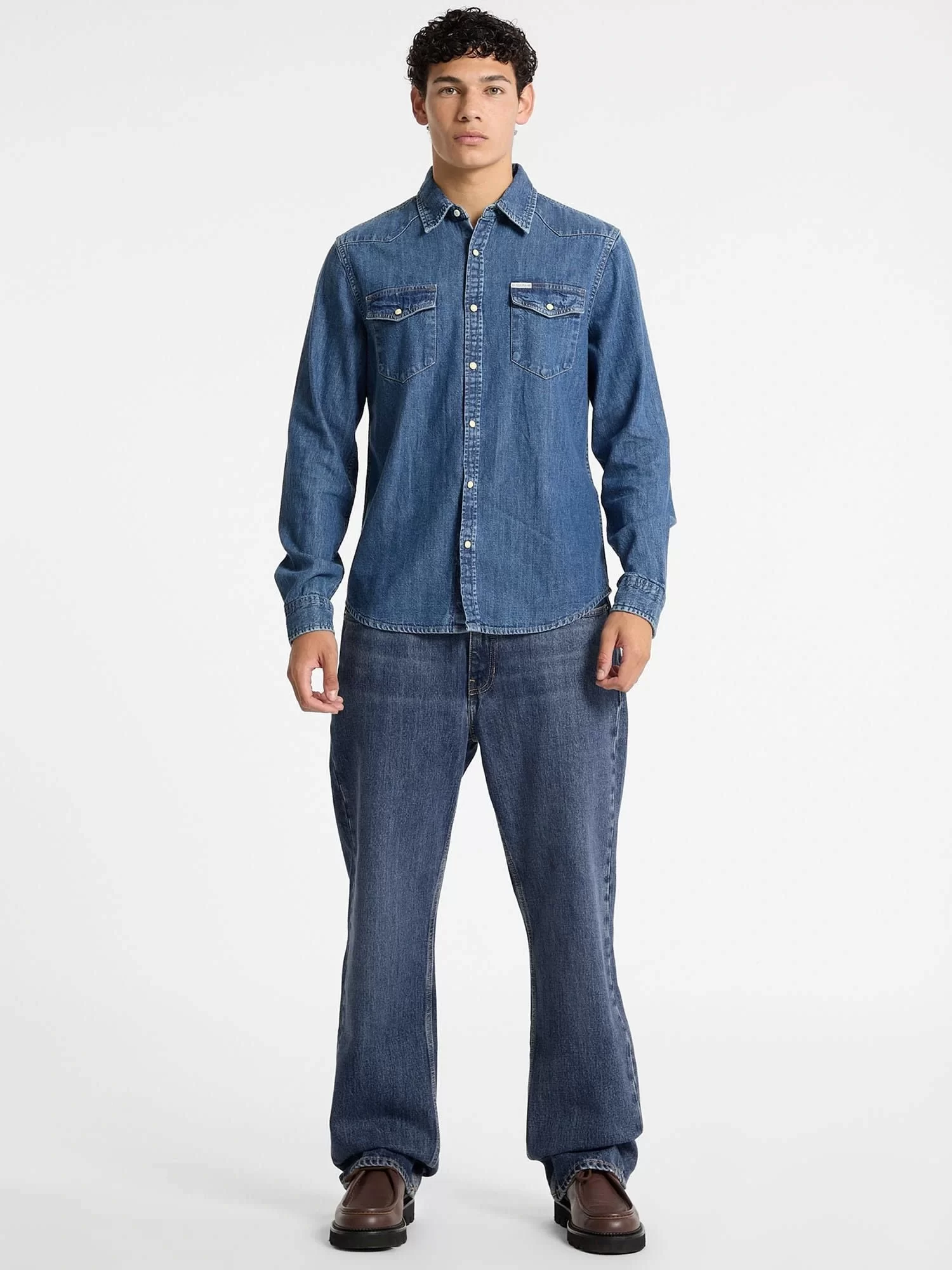 Guess Jeans GJ SLIM LS DENIM SHI Erkek Mavi Gömlek M4YH55D5EI1-GJRW
