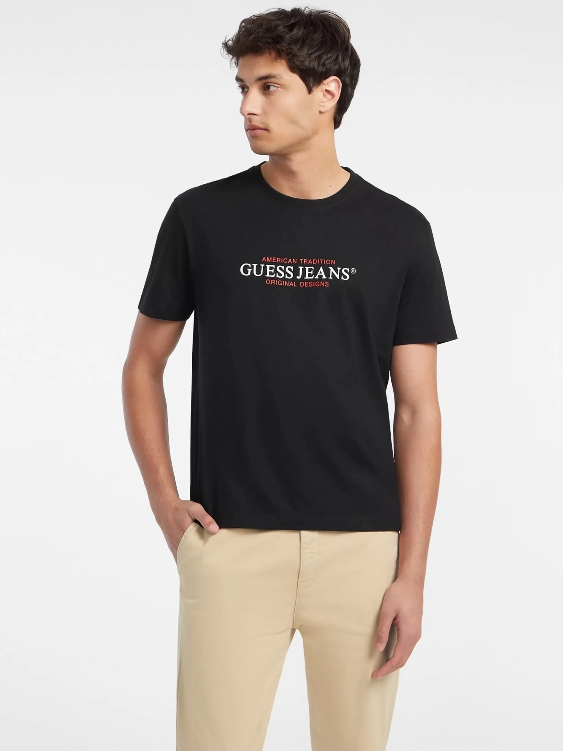 Guess Jeans Erkek Siyah Regular Fit T-Shirt M4YI42K8FQ4-JBLK