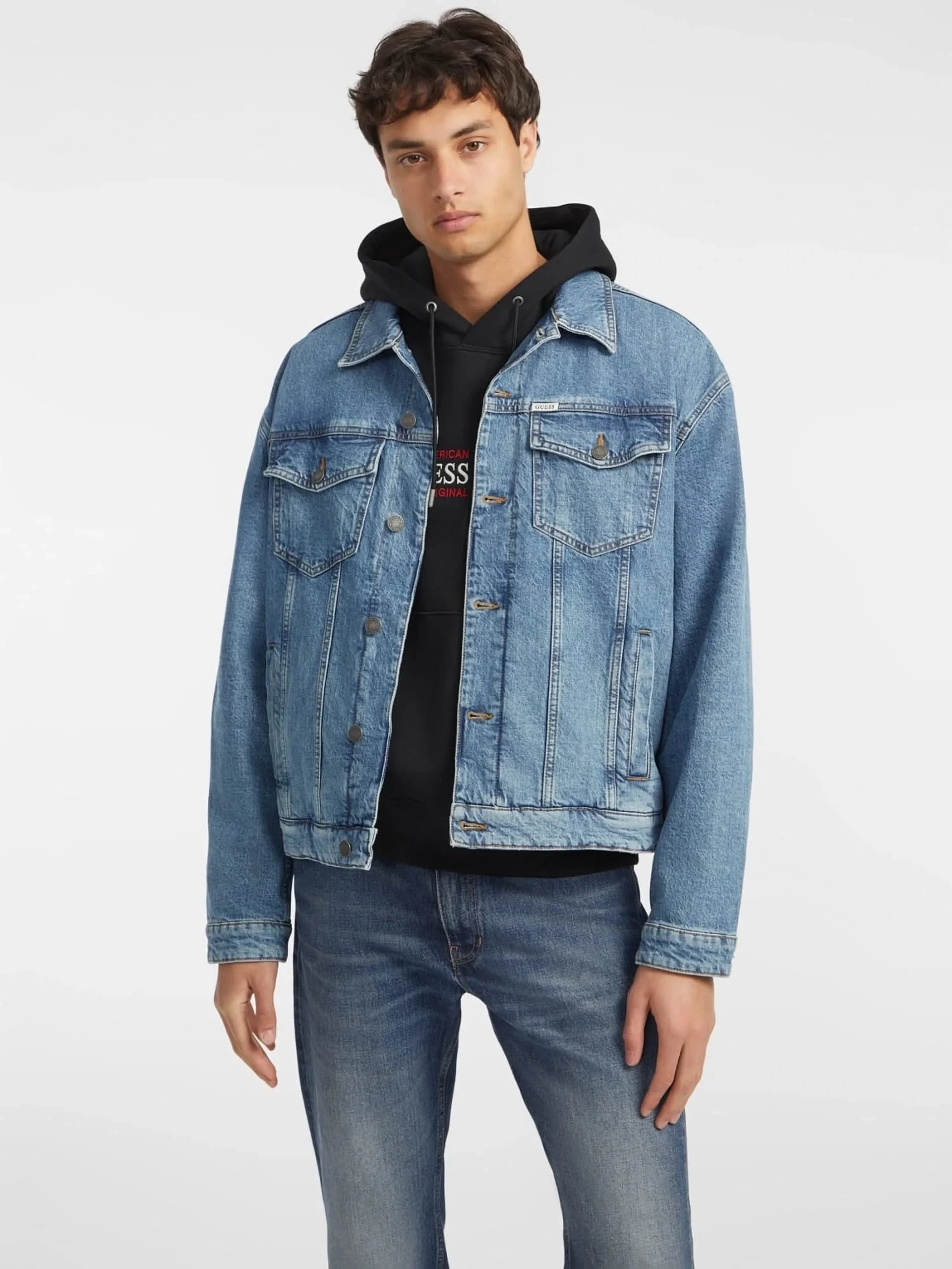 Guess Jeans Erkek Siyah Sweatshirt M4YQ23K9V31-JBLK