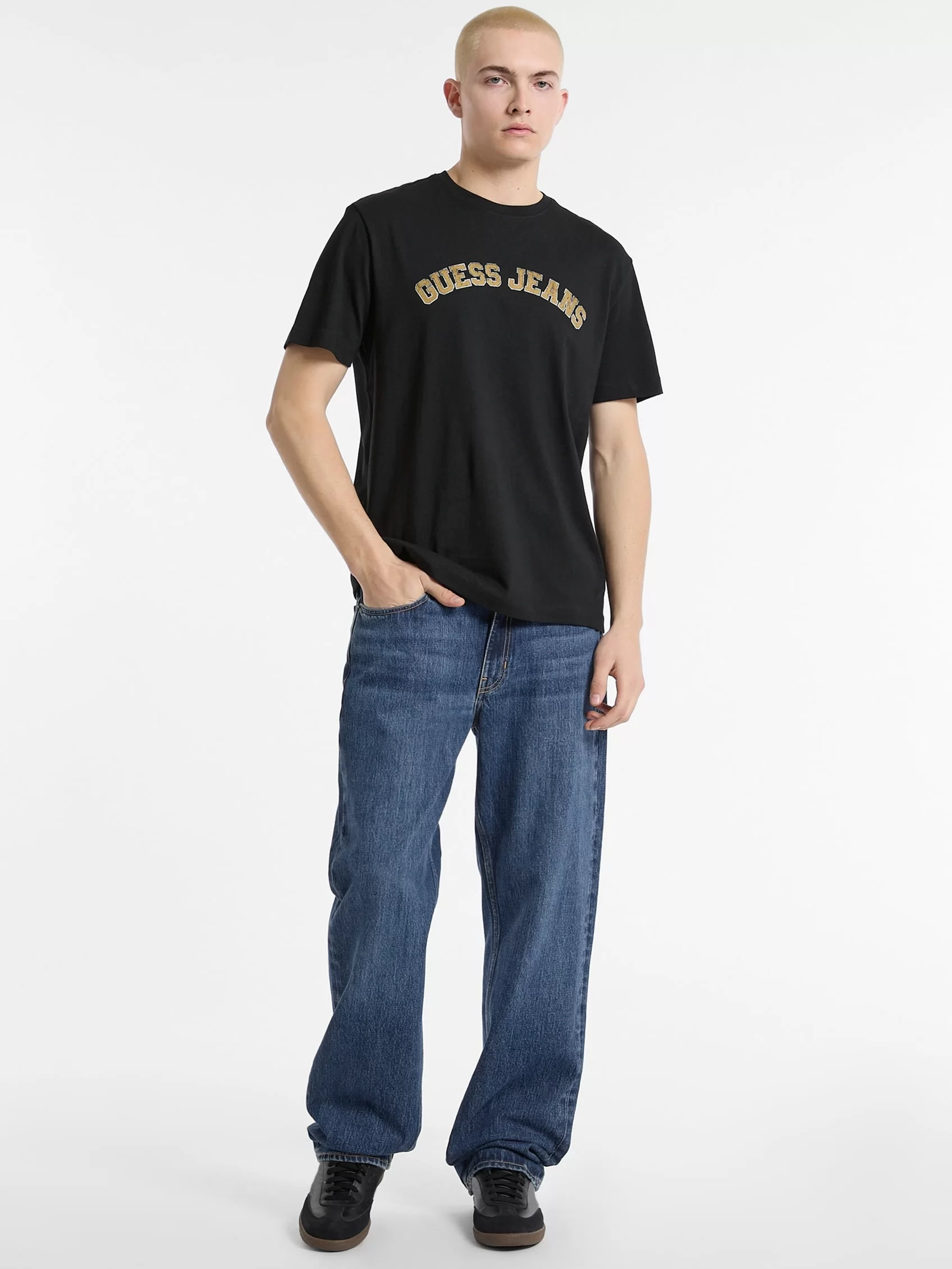 Guess Jeans GJ SS CN REG COLLEGIATE TEE Erkek Siyah T-shirt M5RI75K8FQ4-JBLK