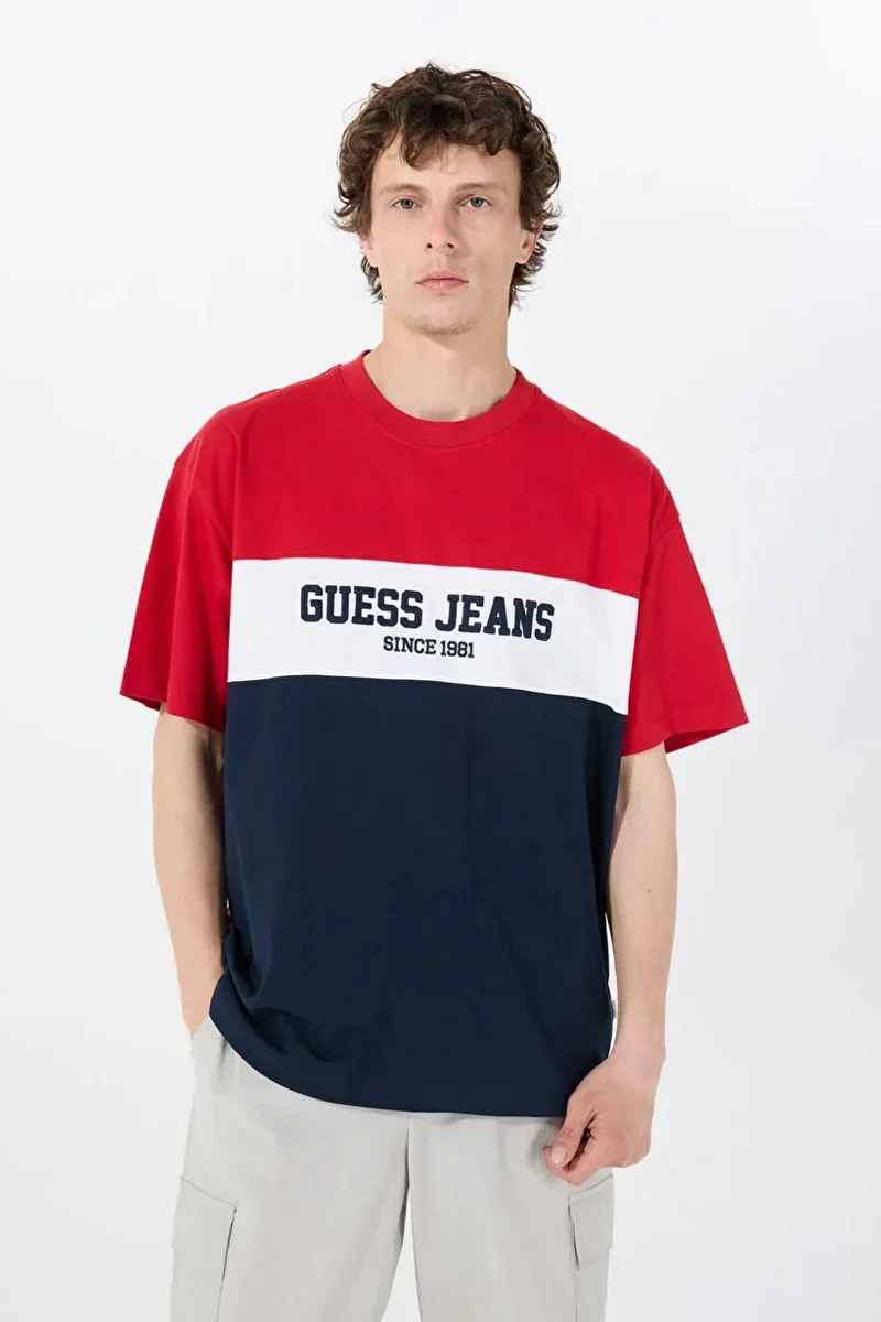 Guess Jeans GJ SS CN OS HORIZONT STRIPE TE Erkek Çok Renkli T-shirt M5GI45K8FQ4-F7TW