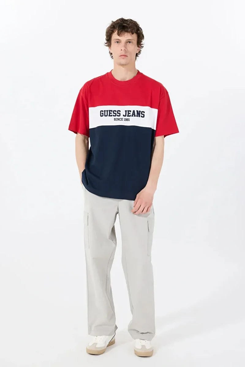 Guess Jeans GJ SS CN OS HORIZONT STRIPE TE Erkek Çok Renkli T-shirt M5GI45K8FQ4-F7TW