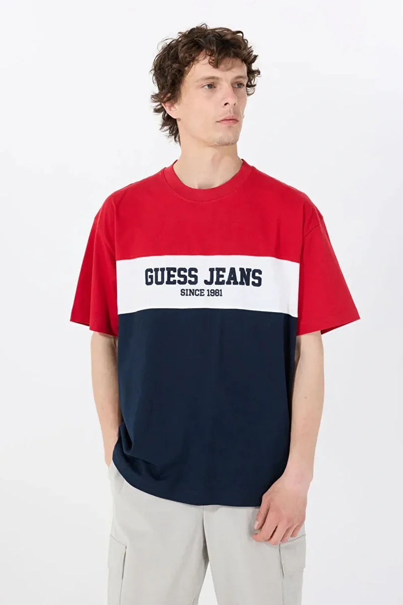 Guess Jeans GJ SS CN OS HORIZONT STRIPE TE Erkek Çok Renkli T-shirt M5GI45K8FQ4-F7TW