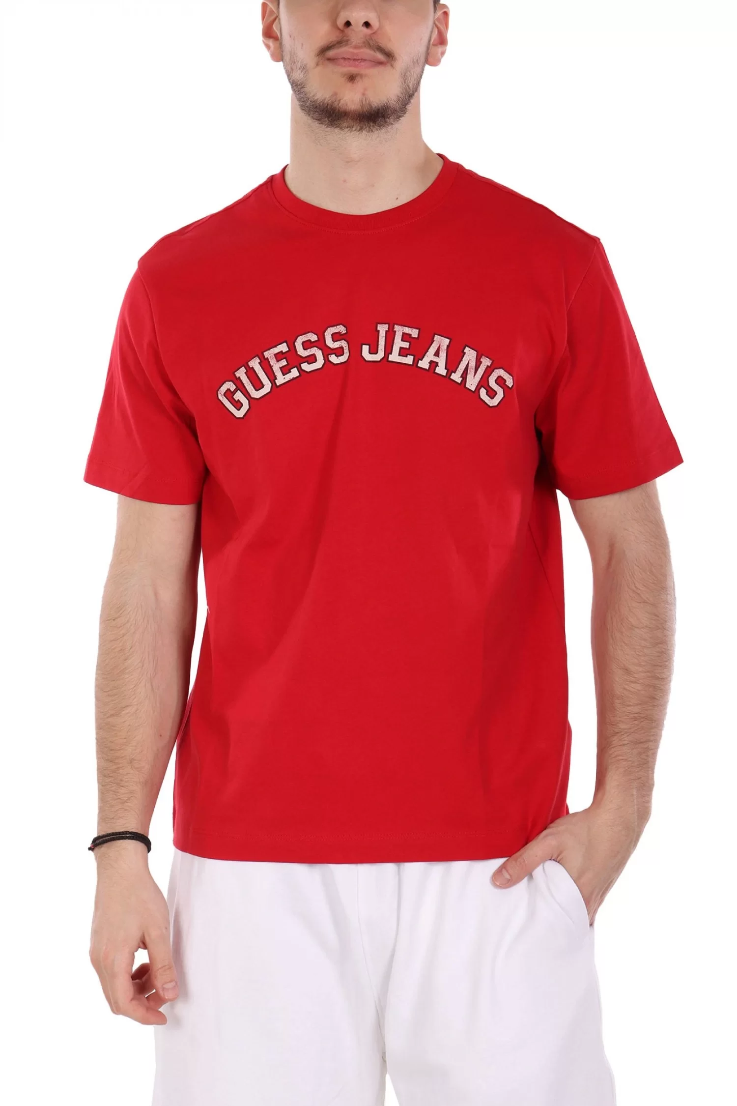 Guess Jeans GJ SS CN REG COLLEGIATE TEE Erkek Kırmızı T-shirt M5RI75K8FQ4-G585