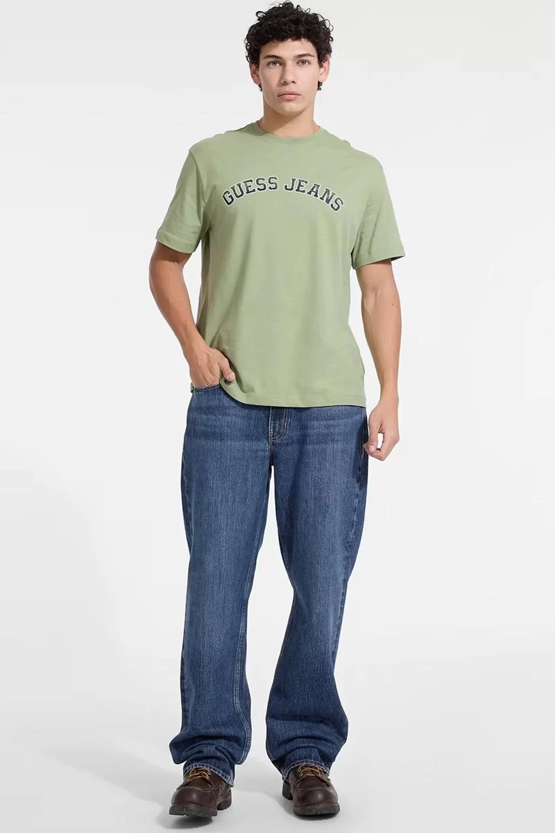Guess Jeans GJ SS CN REG COLLEGIATE TEE Erkek Yeşil T-shirt M5RI75K8FQ4-G8EJ