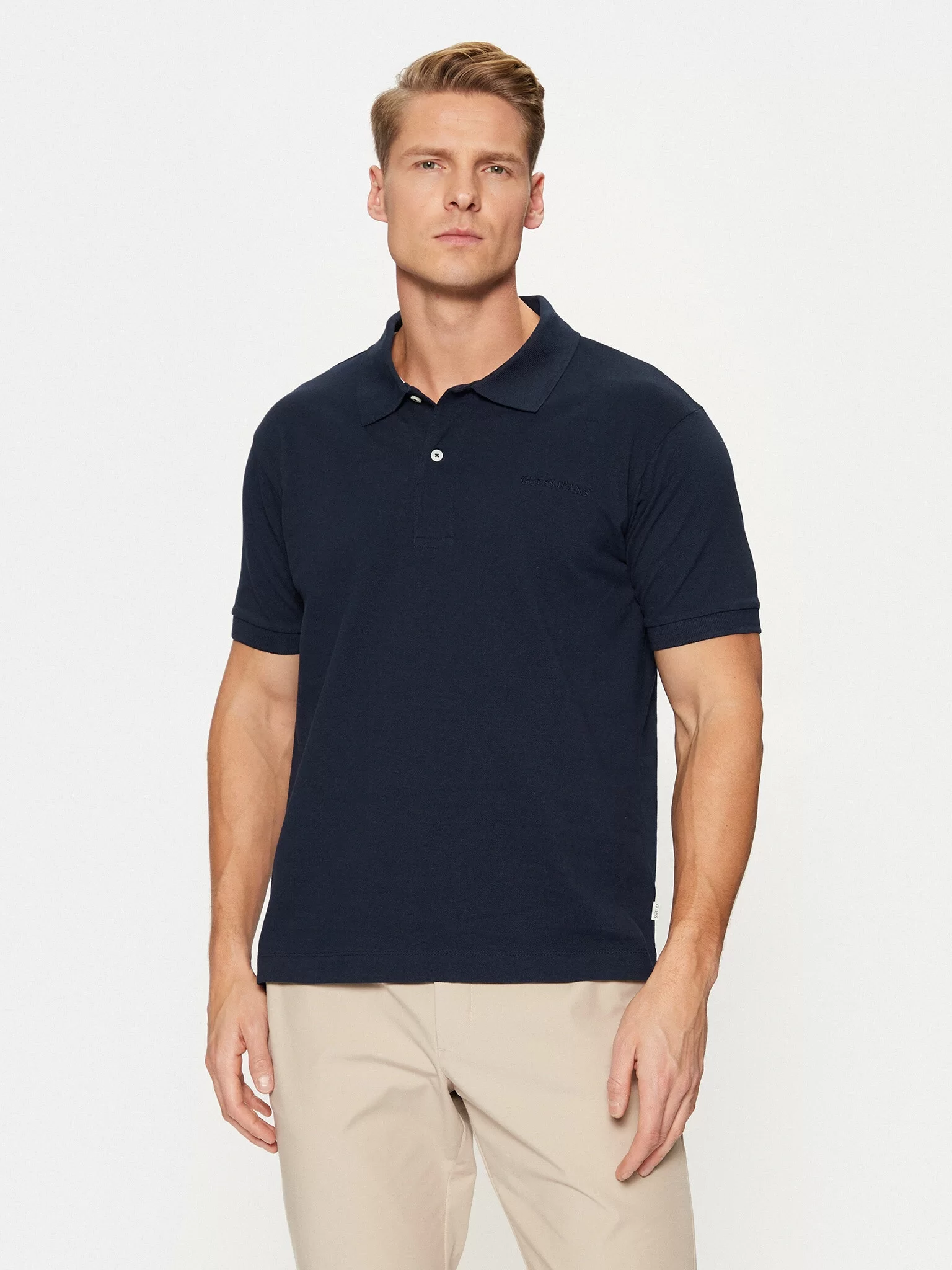Guess Jeans GJ SS EMBRO LOGO POLO Erkek Lacivert T-shirt M4BP29KCJV1-A71W