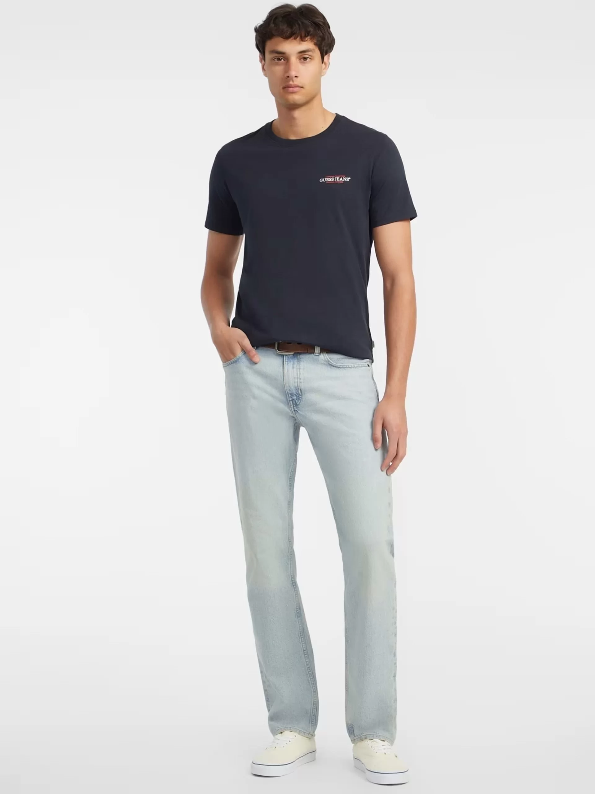 Guess Jeans GJ SS VN SLIM AMERICAN TR TEE Erkek Lacivert T-shirt M4YI50K8HM0-A71W