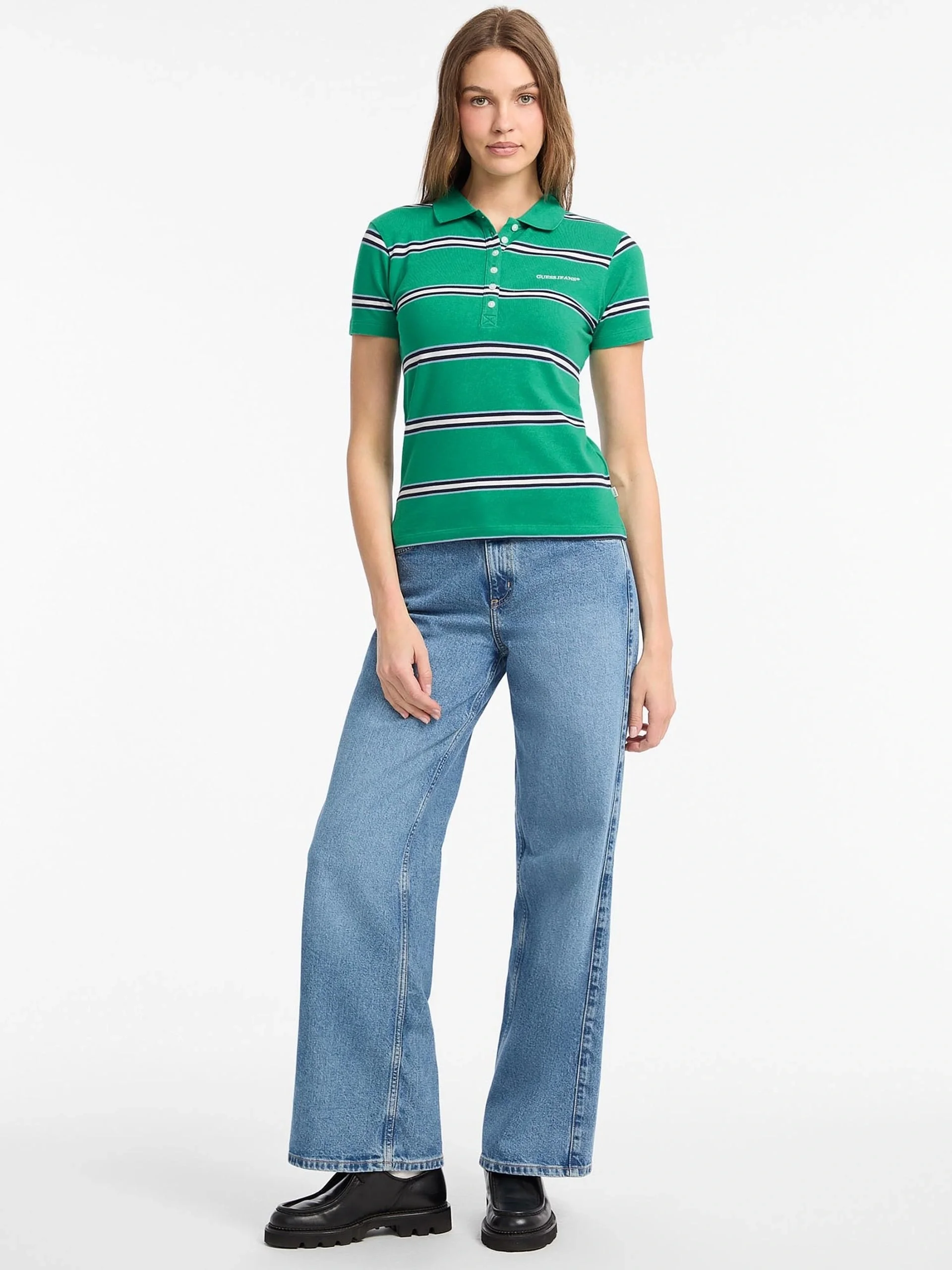 Guess Jeans Kadın Çok Renkli Slim Fit Polo T-Shirt W5YP40KCYR1-S83J