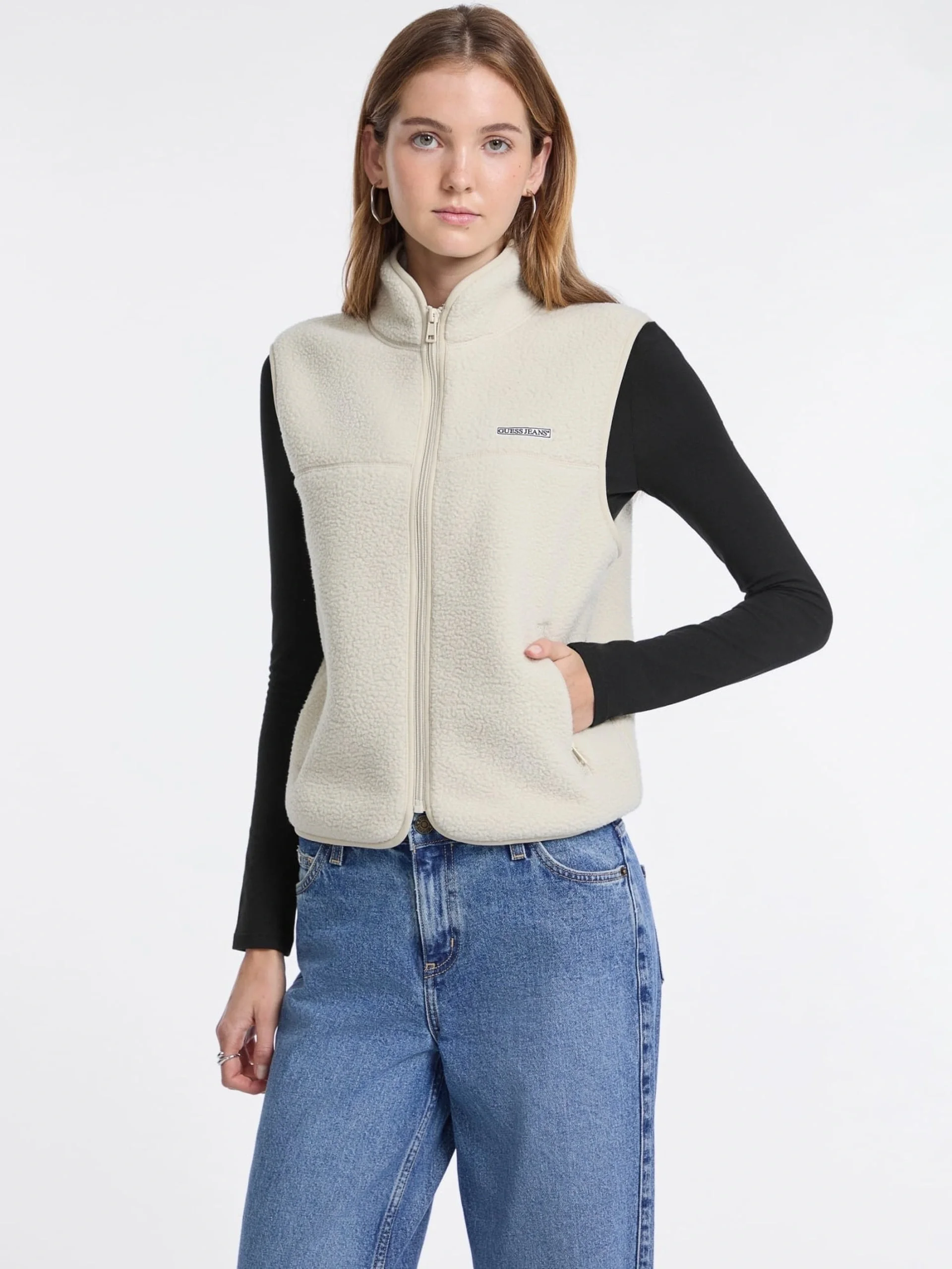 Guess Jeans Kadın Ekru Sweatshirt W5BQ19K1042-ECRU