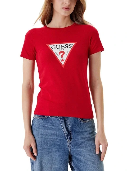 Guess Jeans Kadın Kırmızı Slim Fit T-Shirt W4YI04J1314-G585