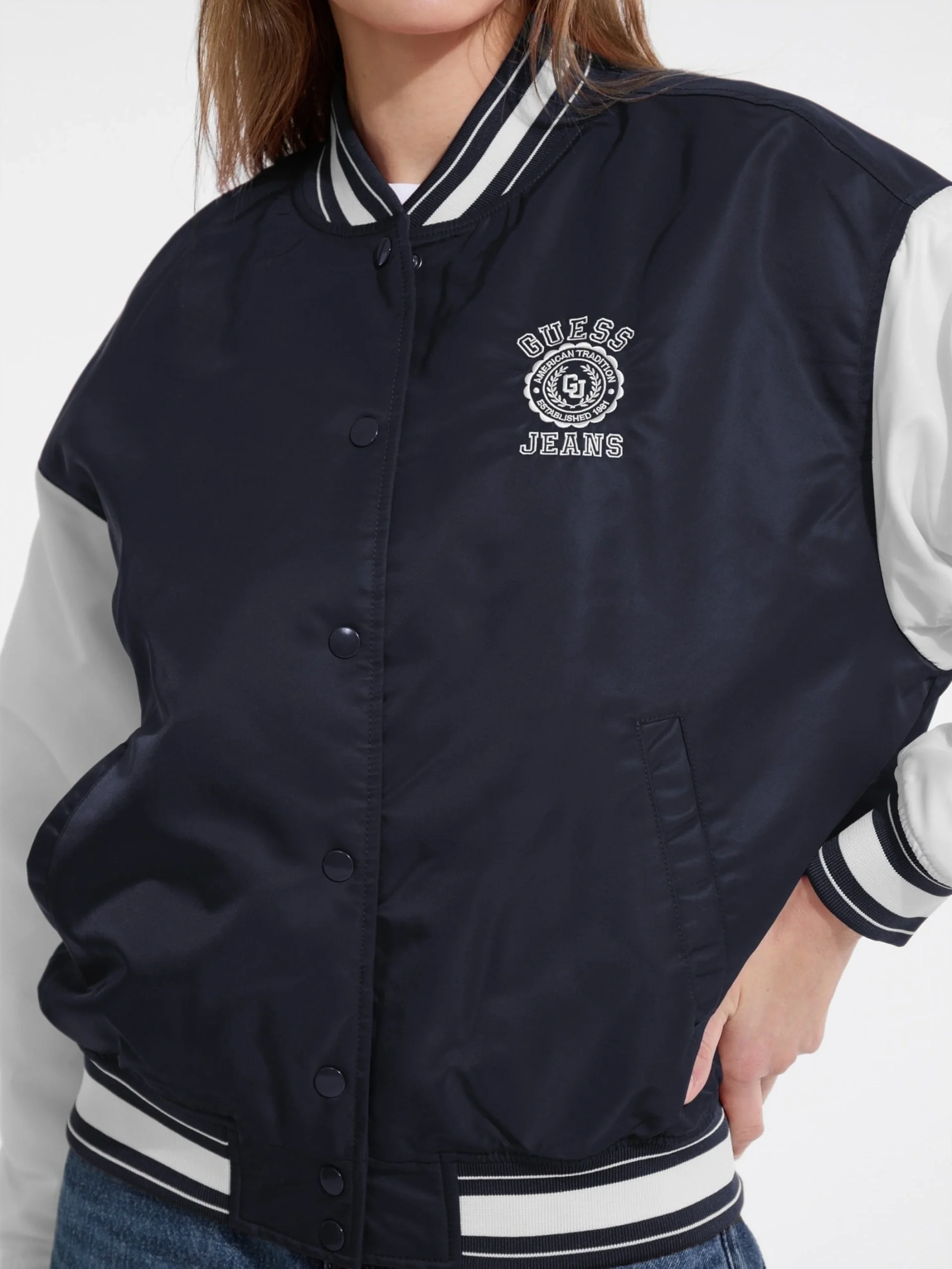 Guess Jeans Kadın Lacivert Bomber Ceket W5YL15WHAA2-A71W