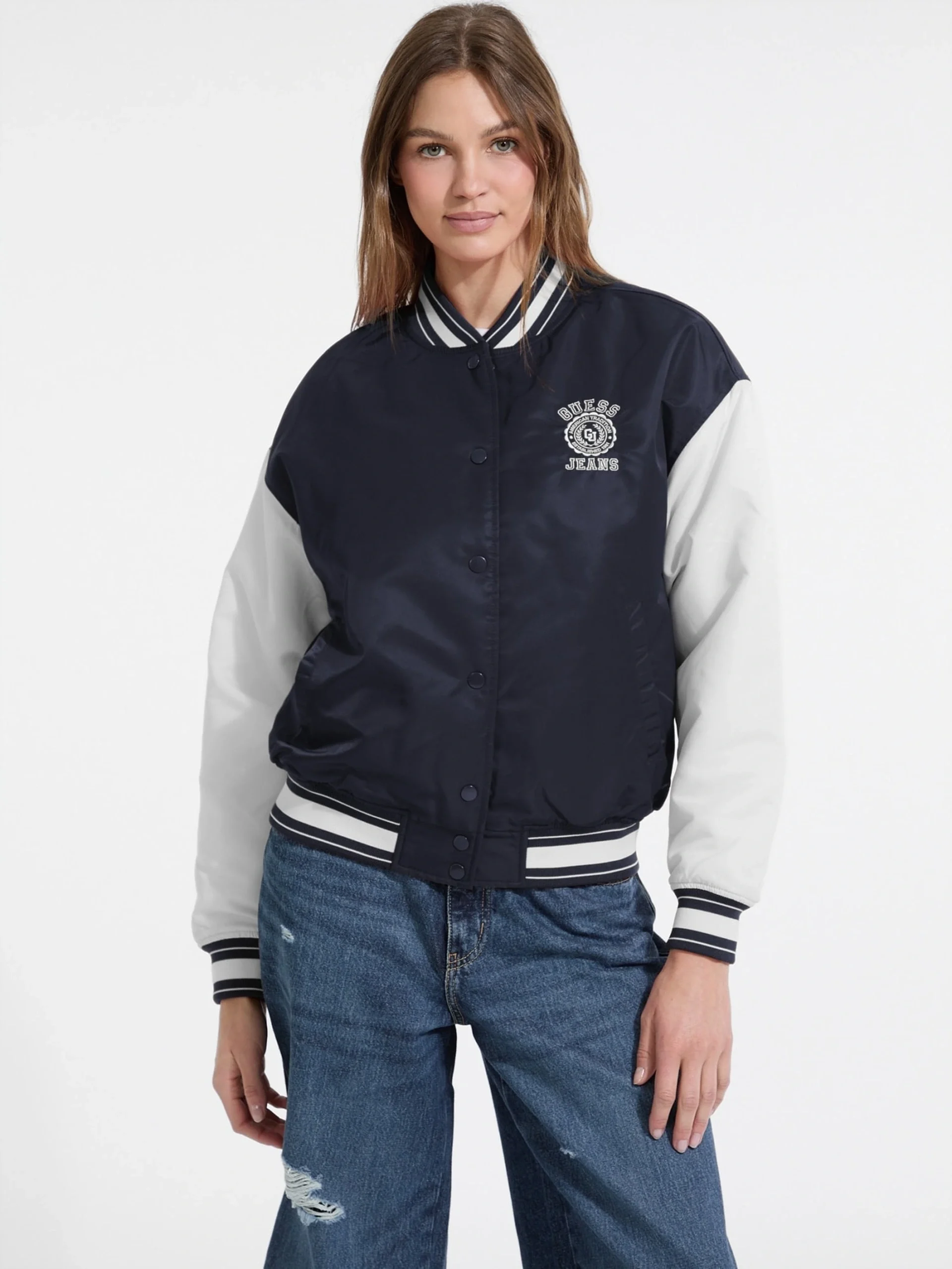 Guess Jeans Kadın Lacivert Bomber Ceket W5YL15WHAA2-A71W