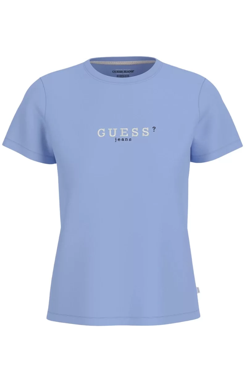 Guess jeans Gj Ss Cn Reg 3D Embr Guess Tee Kadın Mavi T-Shirt W5RI54J1314-G7CP