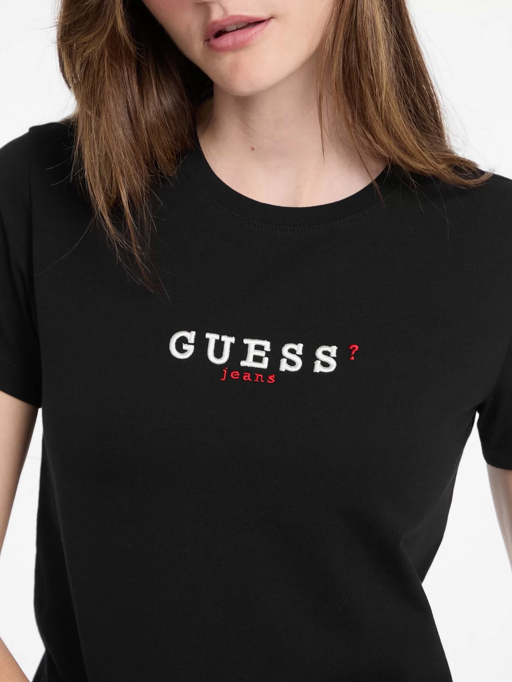 Guess Jeans GJ SS CN REG 3D EMBR GUESS TEE Kadın Siyah T-shirt W5RI54J1314-JBLK