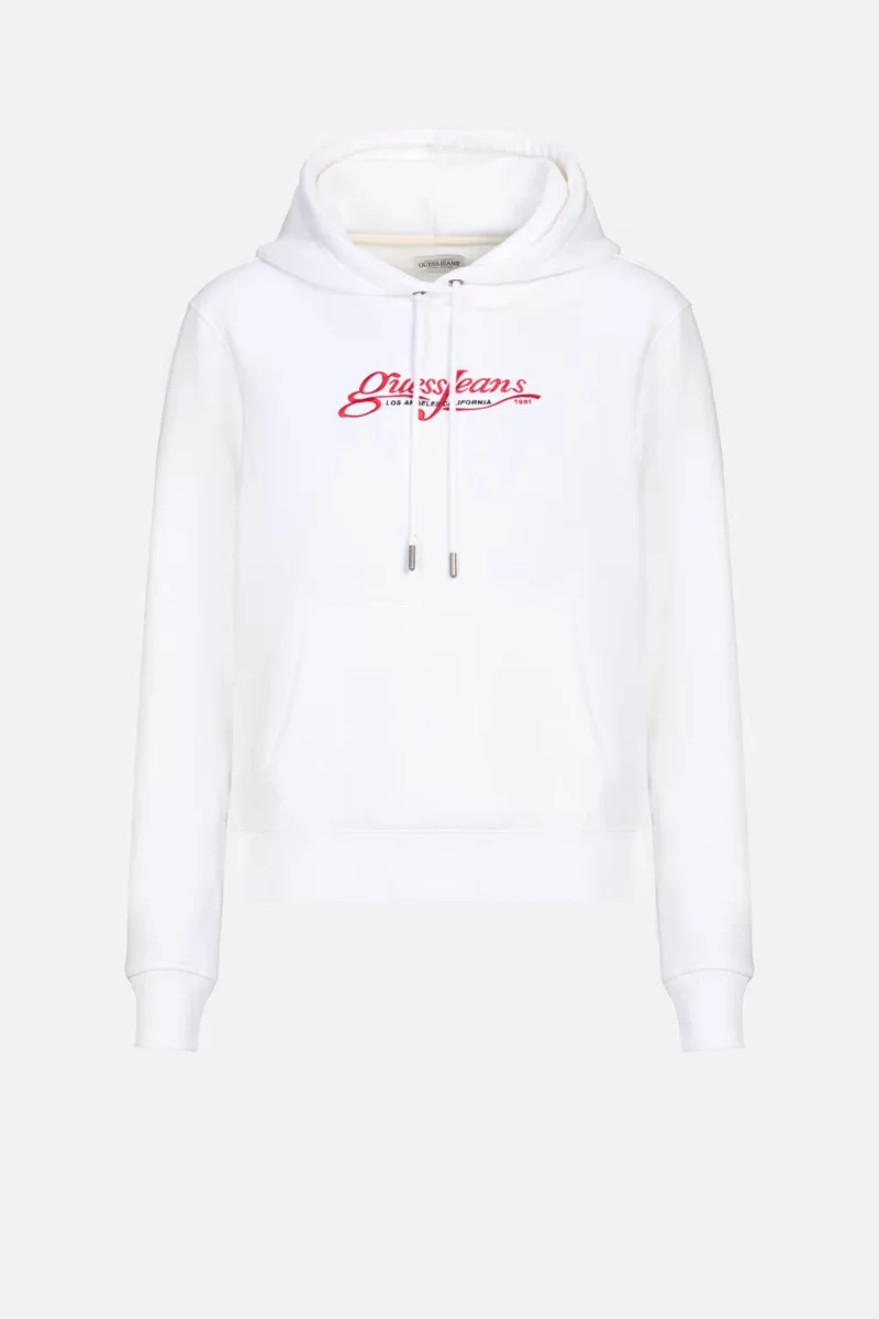 Guess Jeans GJ HOOD REG LA CALI Kadın Beyaz Sweatshirt W4YQ12KC811-G011