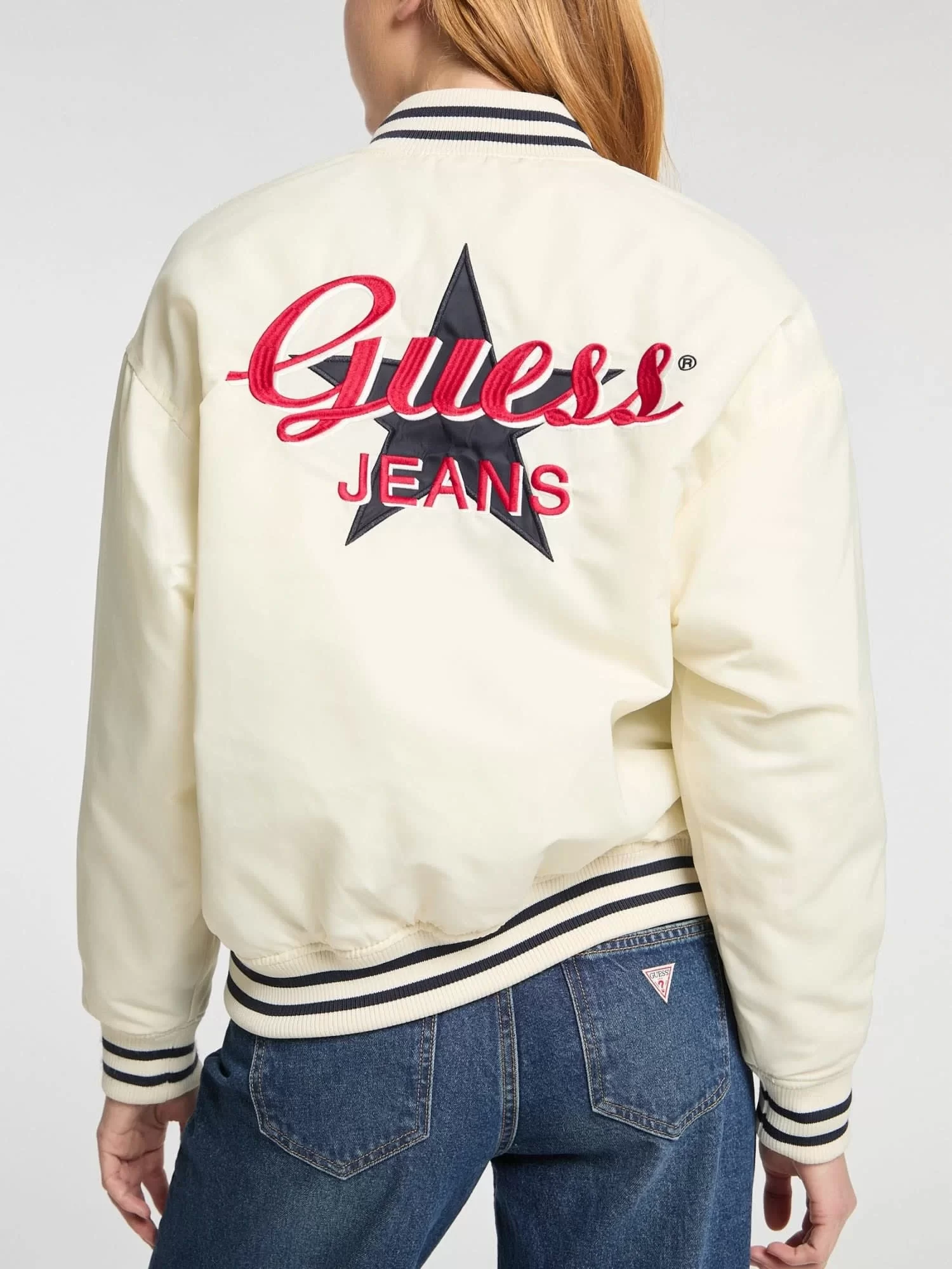 Guess Jeans GJ BOMBER JKT WITH EMBROIDERY Kadın Bej Ceket W5RL43WHAA2-G053