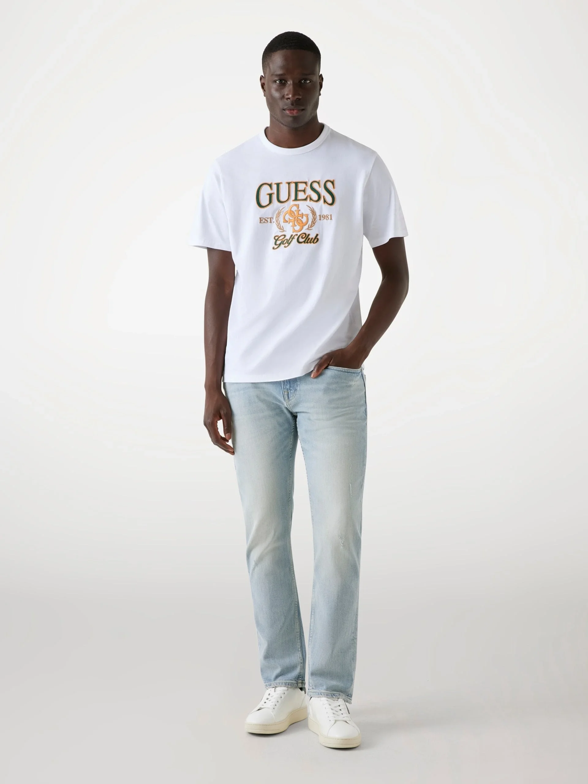 Guess Jersey Erkek Beyaz Regular Fit T-Shirt M5YI22K8FQ4-G011