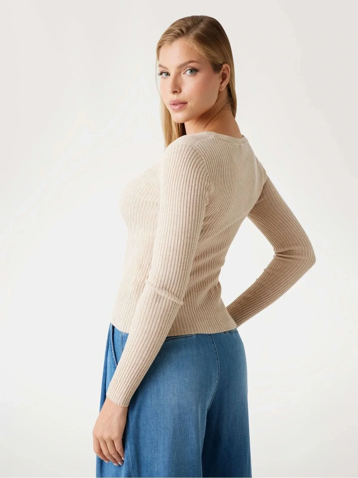 Guess Julia Kadın Bej Ipek Kaşmir Karışımlı Triko Hırka W5BR16Z3OW2-H142