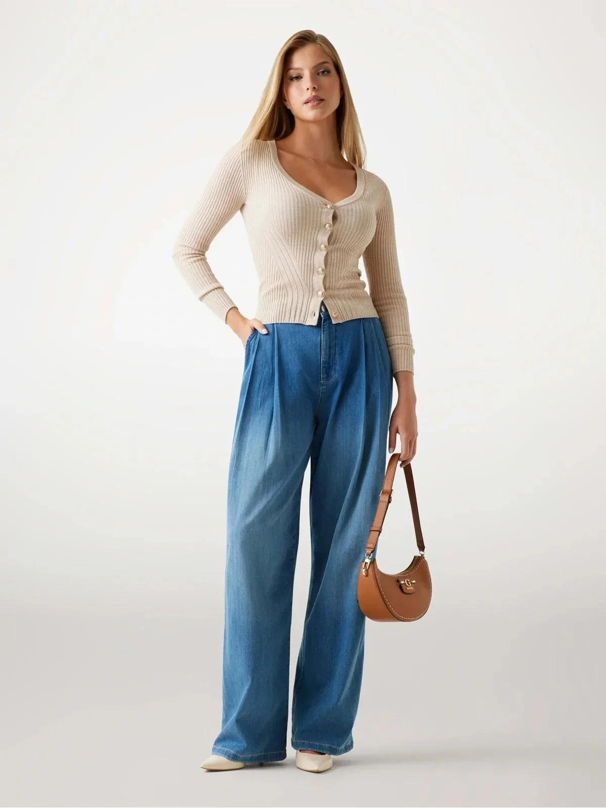 Guess Julia Kadın Bej Ipek Kaşmir Karışımlı Triko Hırka W5BR16Z3OW2-H142