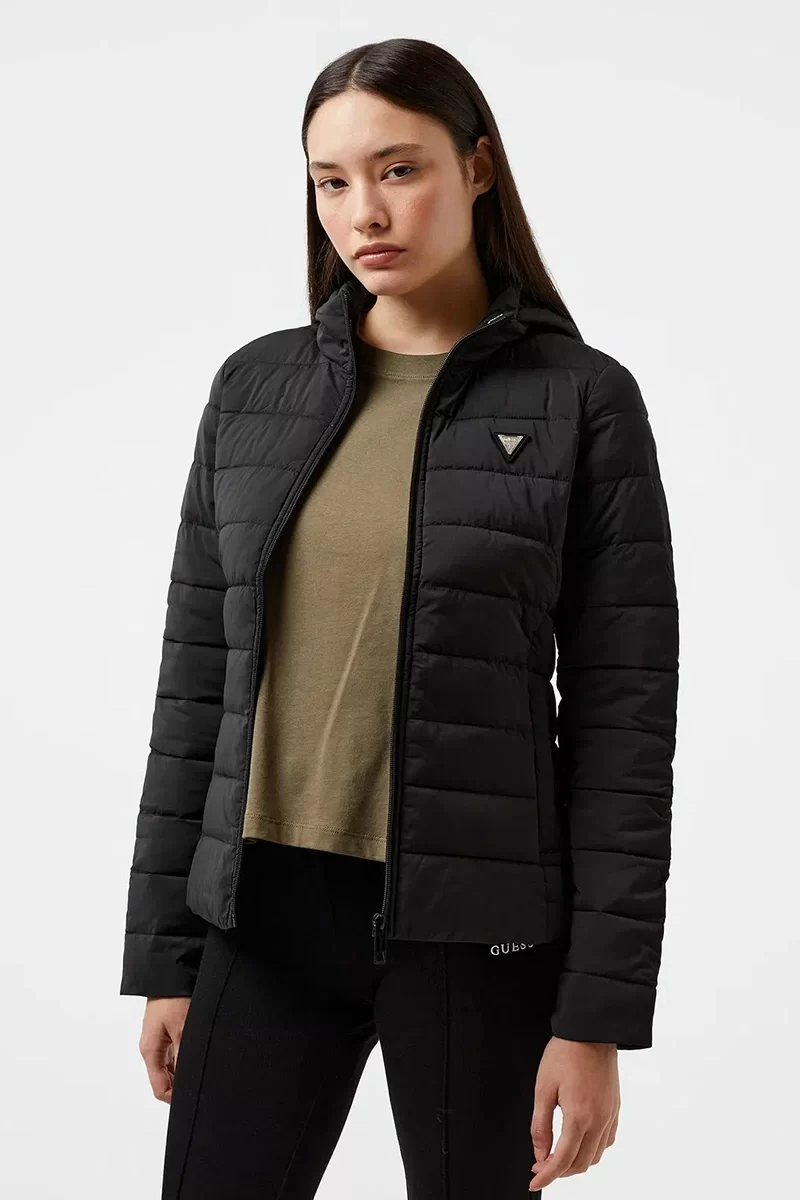 Guess Solıd Heavy Dıann Puffer Jacke Kadın Siyah Mont V4YL04WF3X0-JBLK