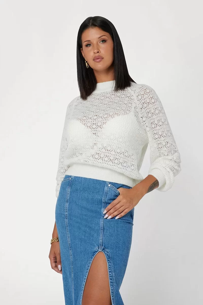 Guess KENSLEY CN LS SWTR Kadın Beyaz Kazak W4BR22Z3HQ0-G012