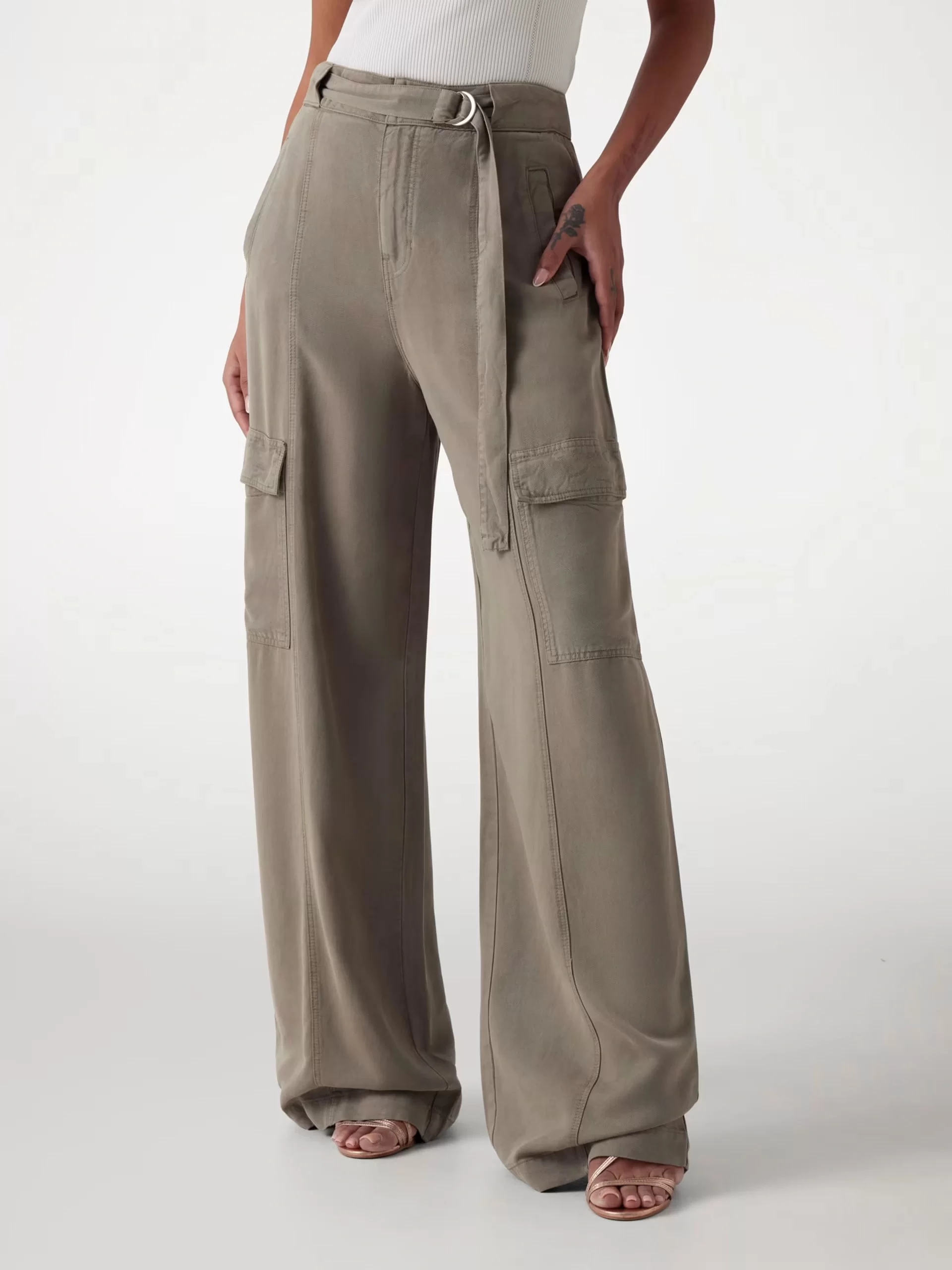 Guess Agatha Cargo Kadın Haki Pantolon W5GA1TWDP85-G9D5