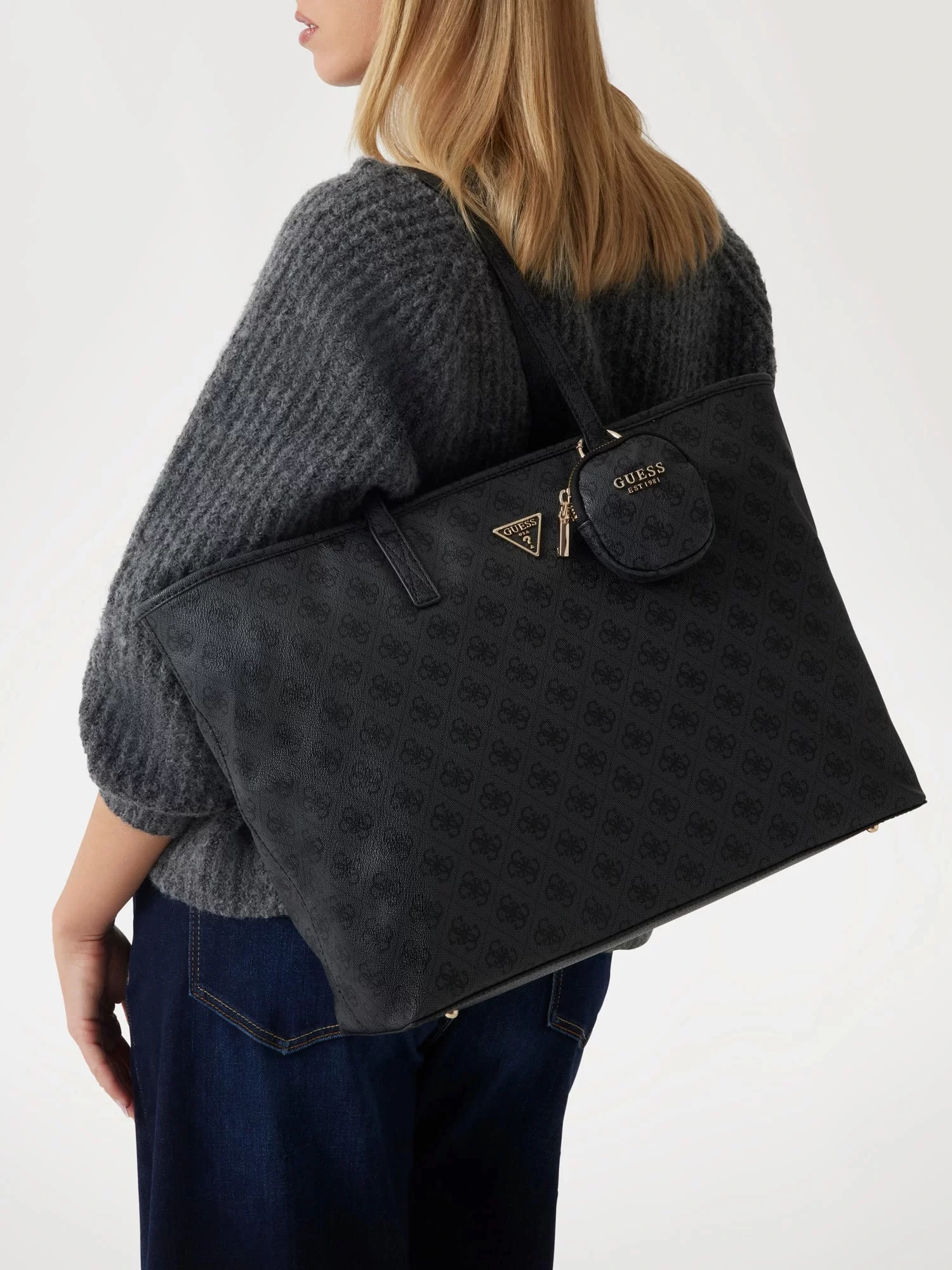 Guess Power Play Large Tech Tote Kadın Antrasit El Çantası HWSL9006240-CLO