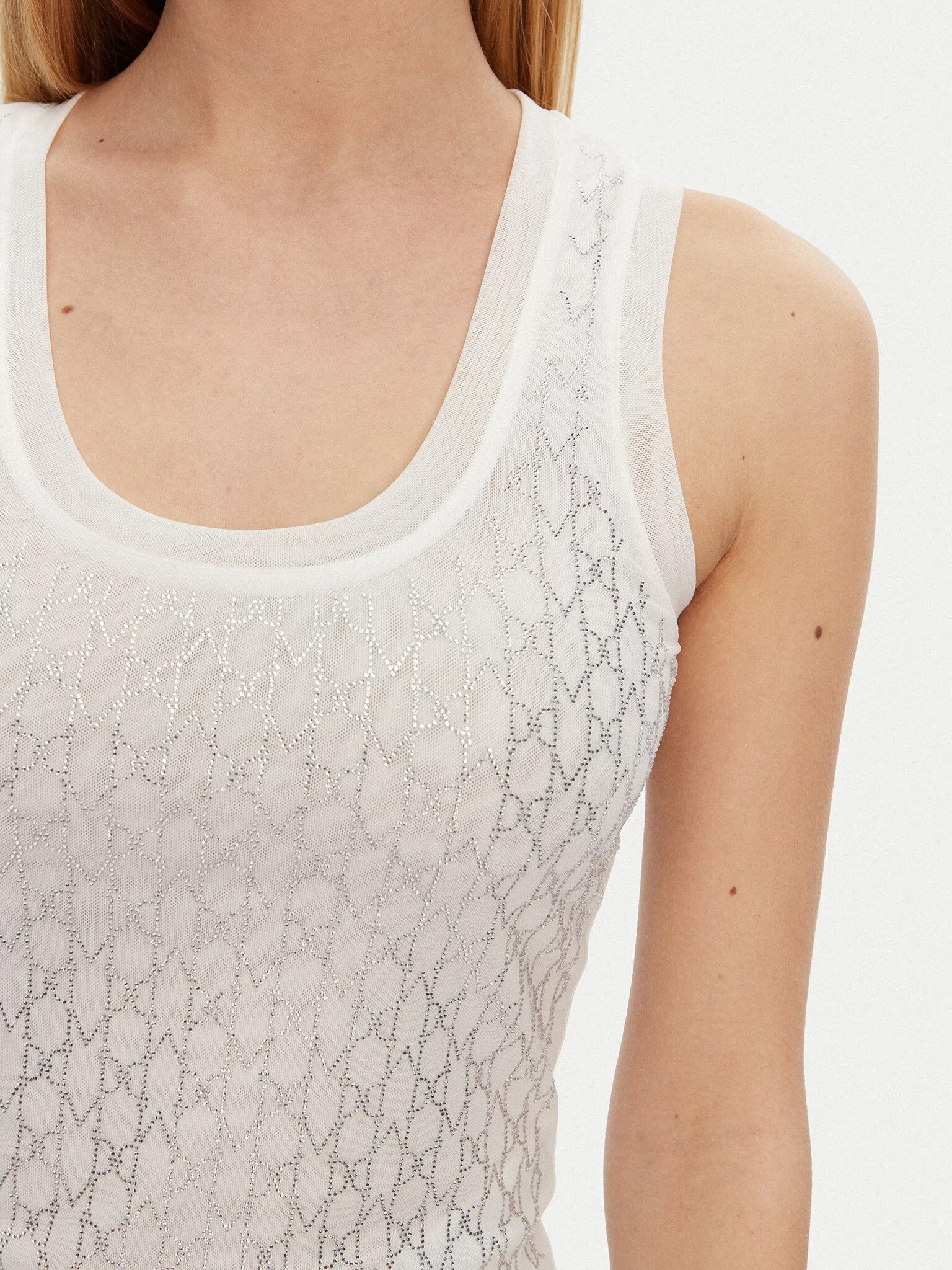 Guess ARIA TANK TOP Kadın Beyaz Atlet 5RGP216311A-MCDM