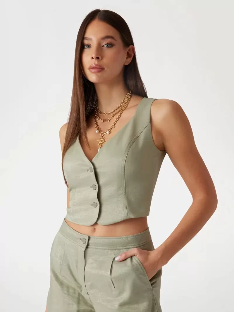 Guess Camılle Perfect Vest Kadın Haki Yelek W5GH71WH5F0-F83S