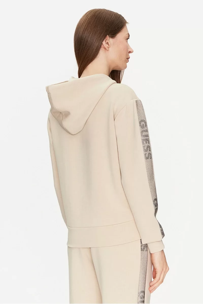 Guess HOODED SCUBA SWEATSHIRT Kadın Bej Eşofman Üstü W5RQ03KBYE2-G9N9