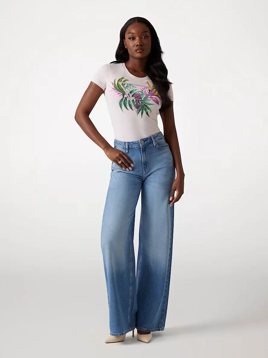 Guess Cn Ss Leaf Trıangle Tee Kadın Pembe T-Shirt W5GI07J1314-A60W