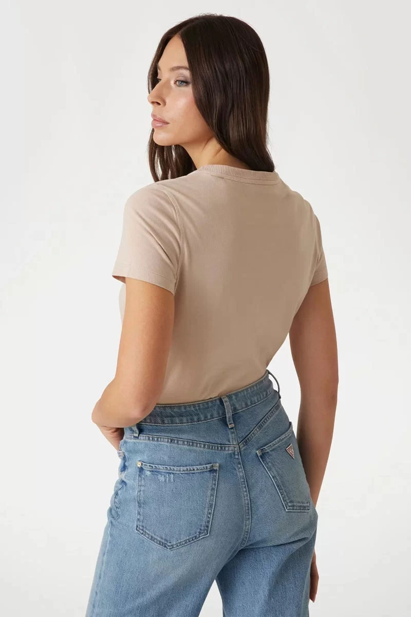 Guess Ss Cn Python Logo Tee Kadın Bej T-Shirt W5RI19I3Z14-A90F