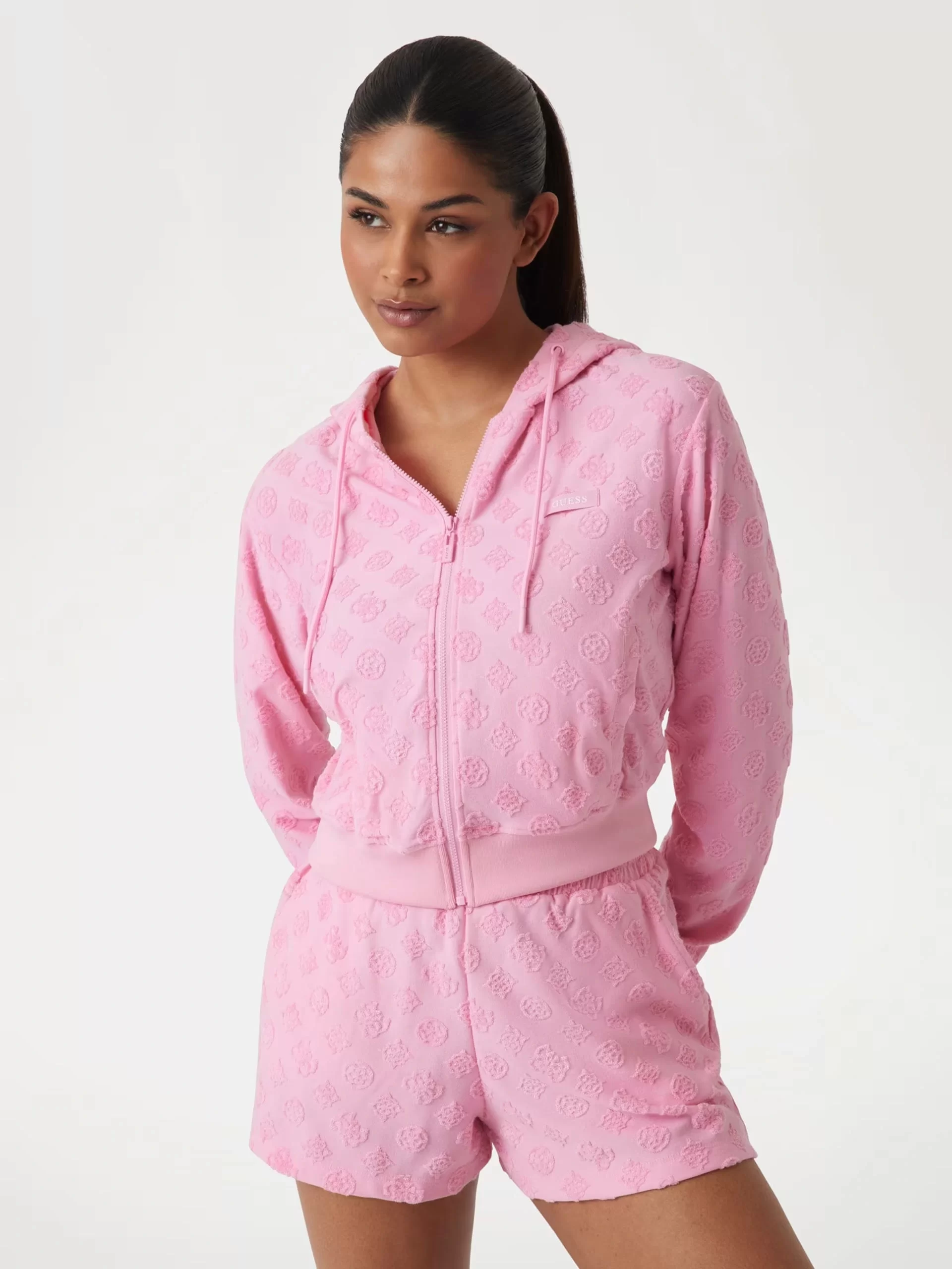 Guess PEONY JACQUARD HOODED FULL ZIP Kadın Çok Renkli Eşofman Üstü V5GQ00KCT02-F6EV