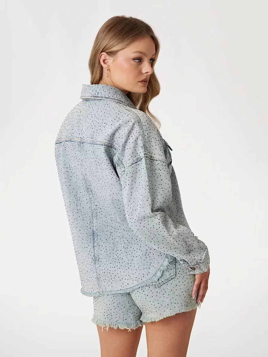 Guess WESTERN SHACKET Kadın Mavi Ceket W5GN90D5LQ2-GRBG