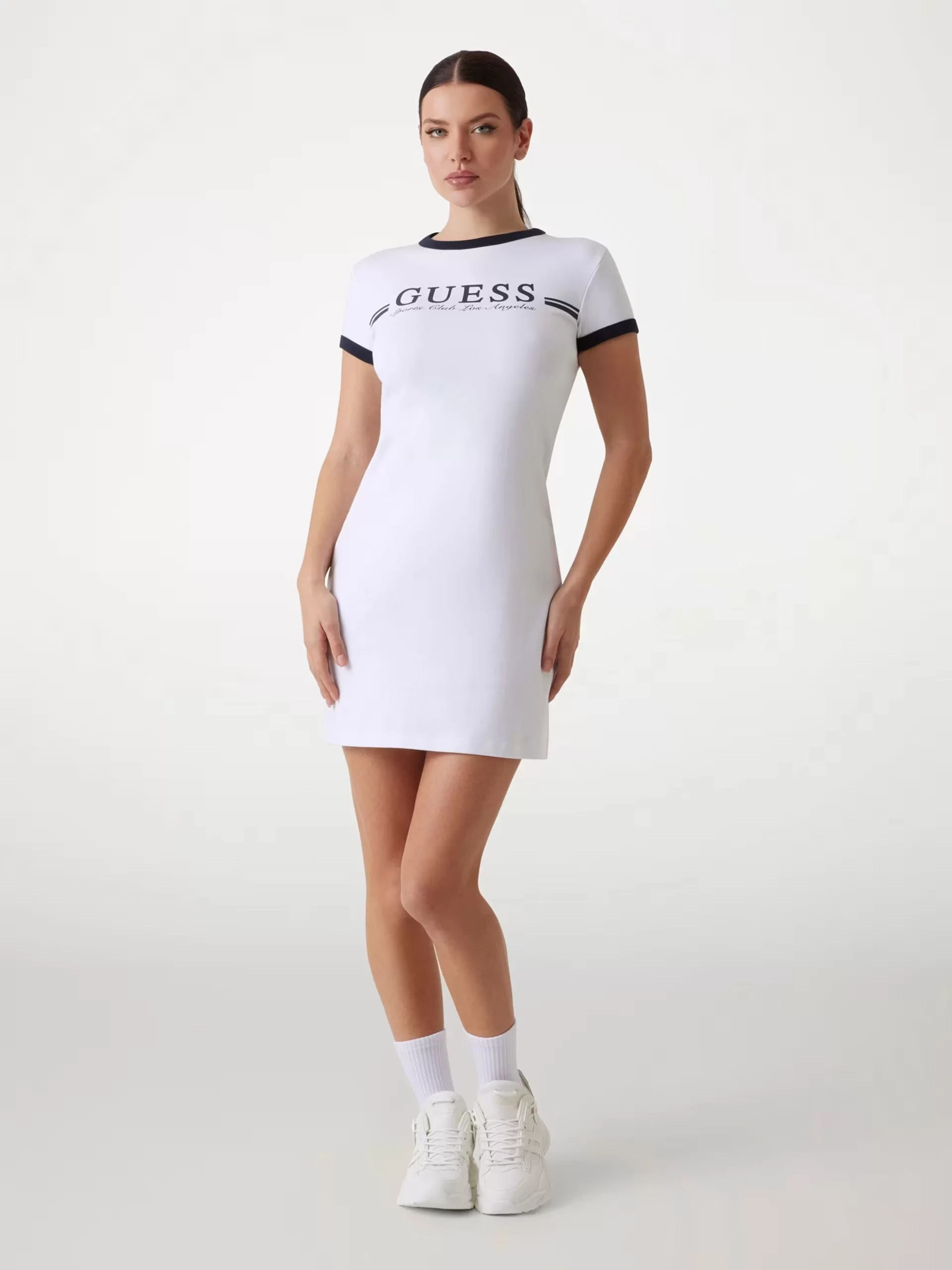 Guess ACTIVE SS DRESS Kadın Beyaz Elbise V5GK02KCQX1-G011