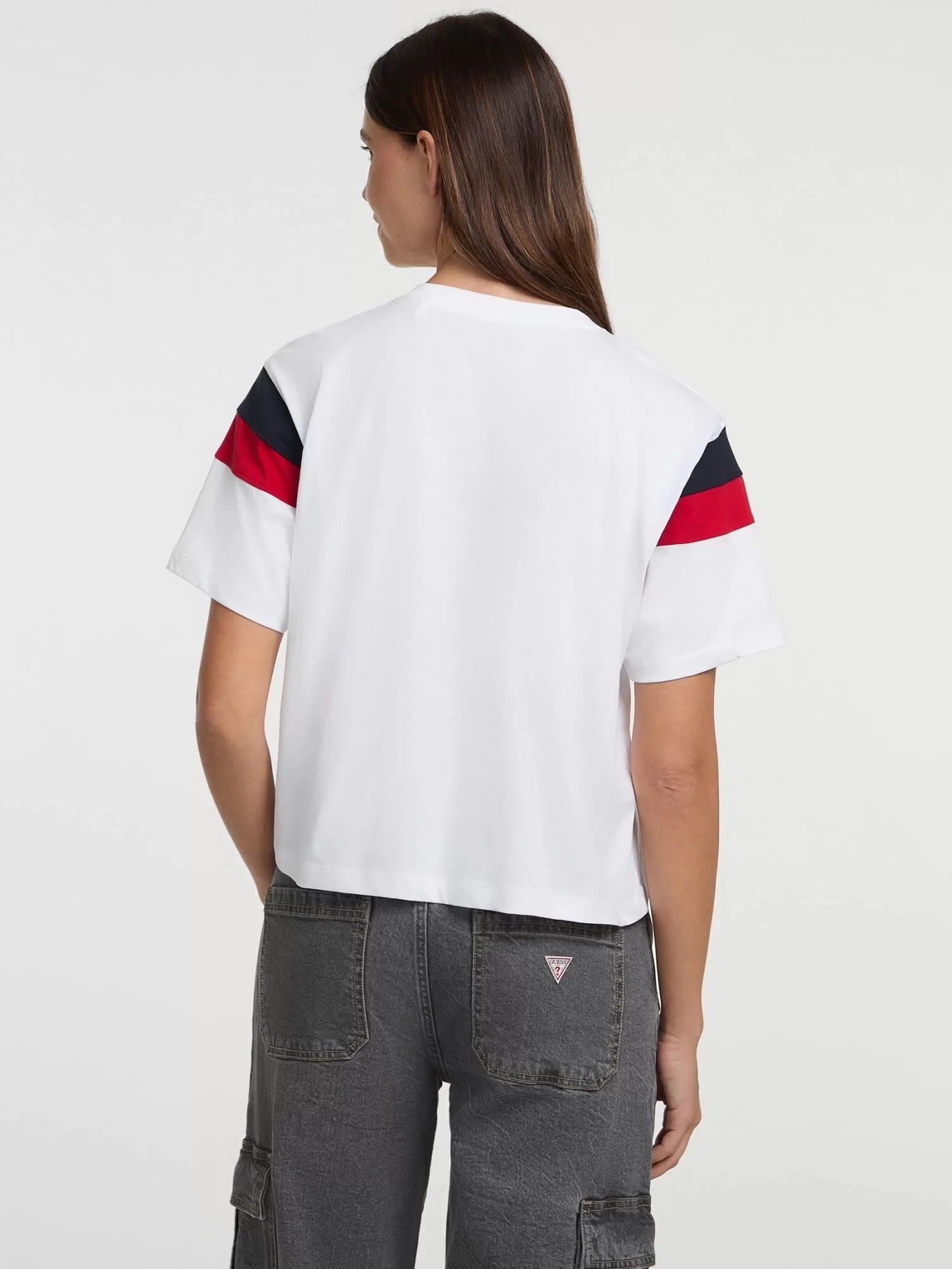 Guess Jeans GJ SS CN BOXY PIECED TEE Kadın Beyaz T-shirt W5GI21K8HM0-G011