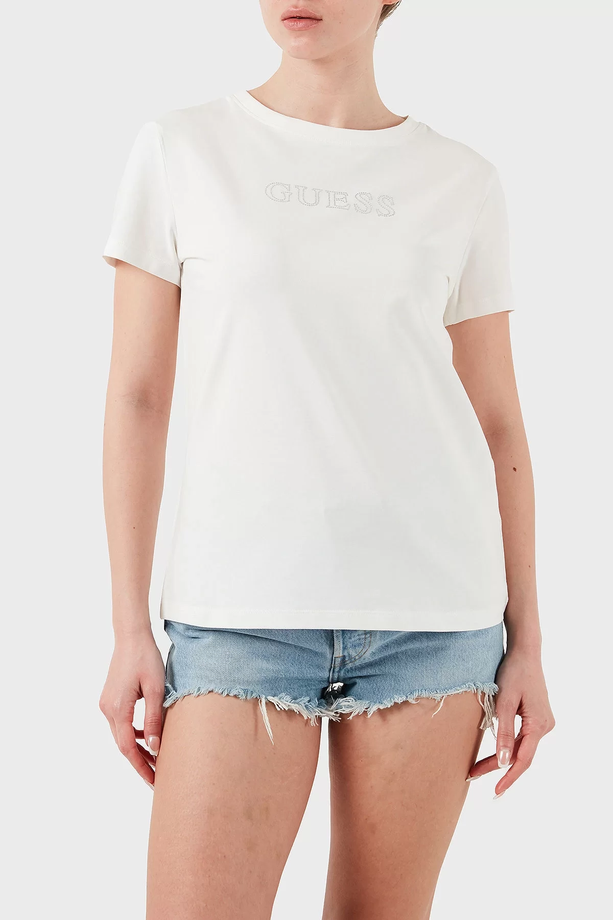 Guess Brıana Ss T-Shırt Kadın Beyaz T-Shirt V3BI11J1314-G018